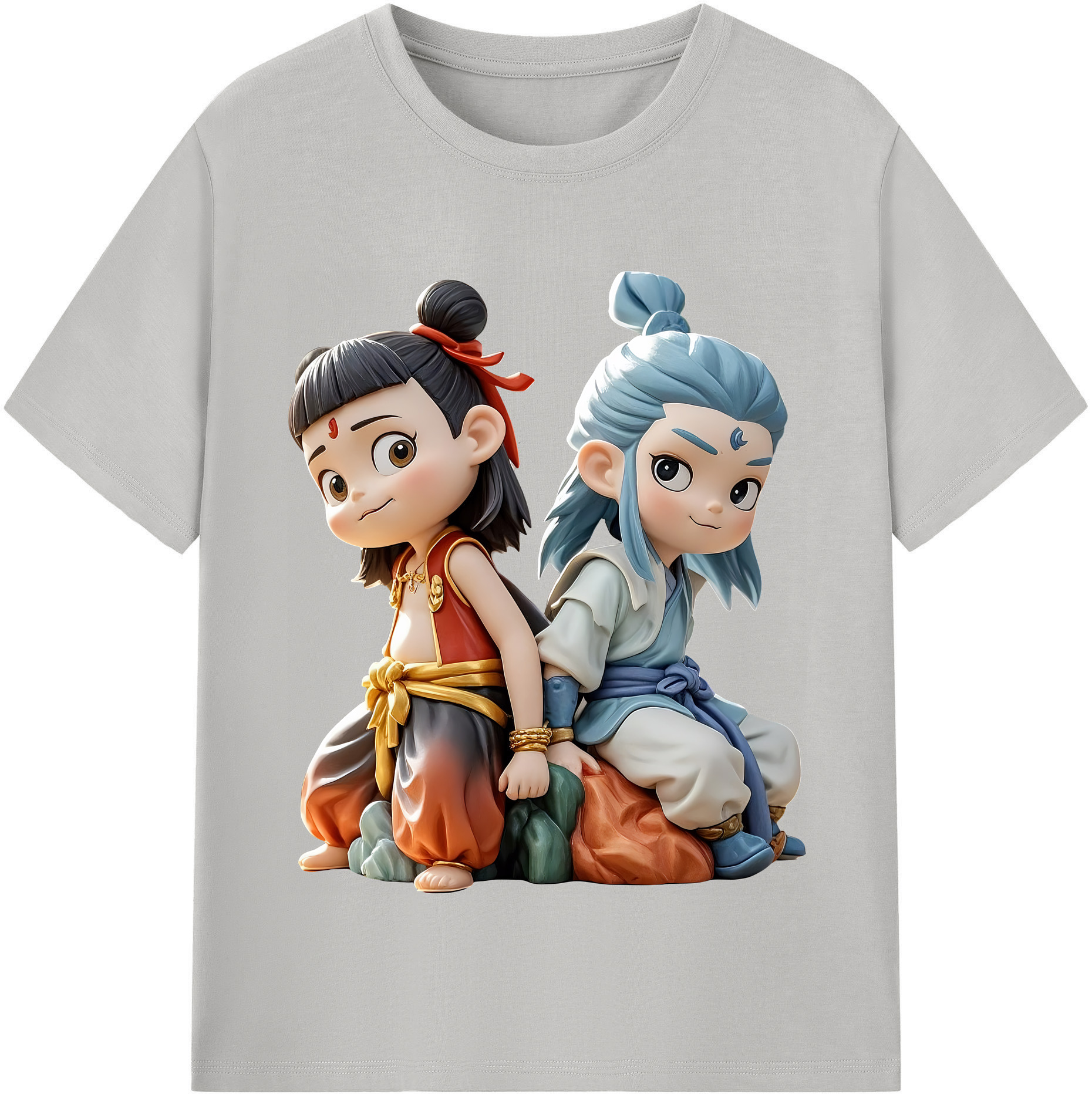 （画像用） Ne Zha 2 ナタ 魔童の大暴れ 綿100％半袖Tシャツ（フロントプリント）