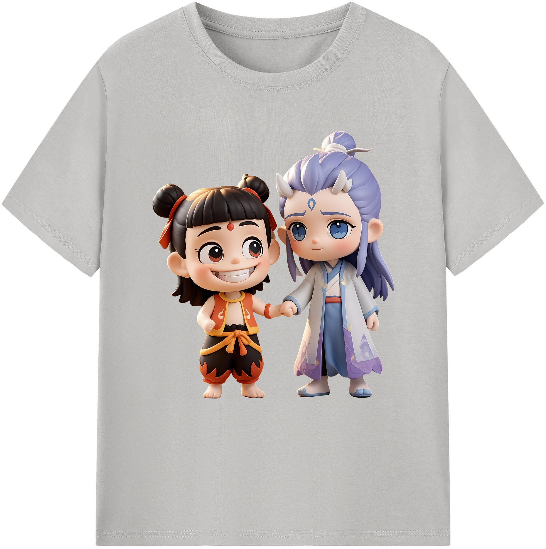 （画像用） Ne Zha 2 ナタ 魔童の大暴れ 綿100％半袖Tシャツ（フロントプリント）