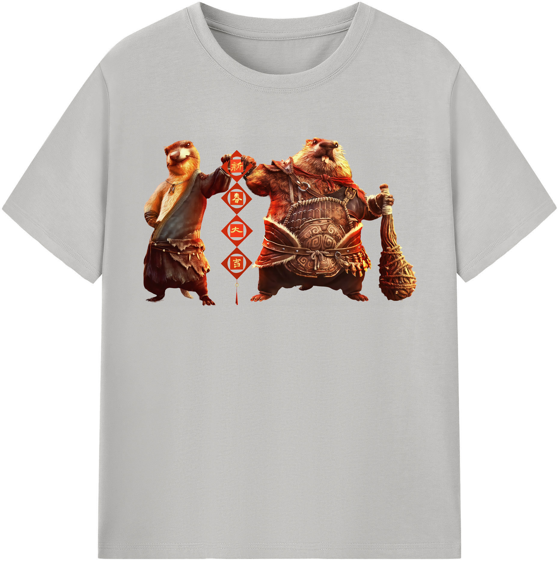 （画像用） Ne Zha 2 ナタ 魔童の大暴れ 綿100％半袖Tシャツ（フロントプリント）