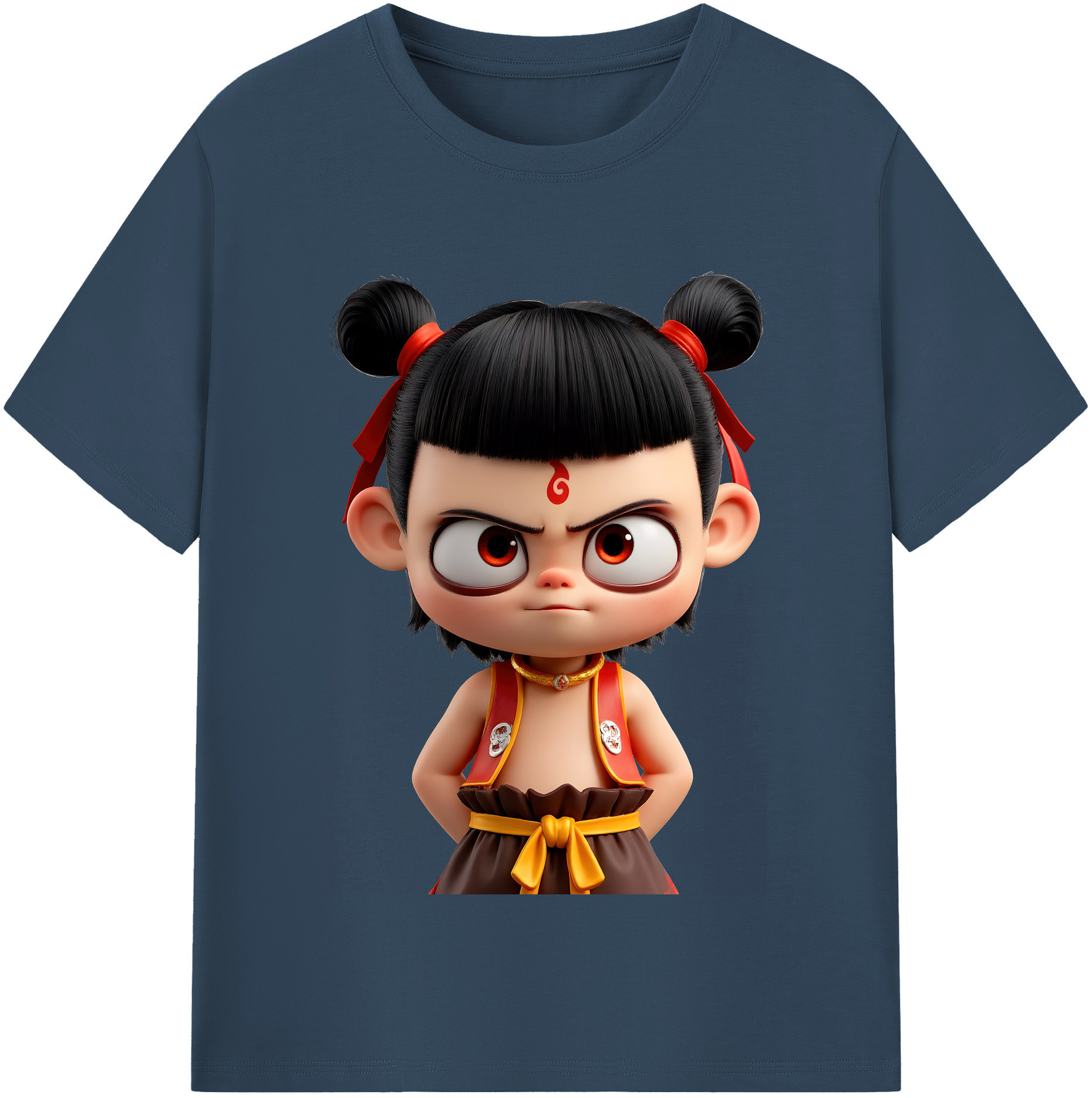 （画像用） Ne Zha 2 ナタ 魔童の大暴れ 綿100％半袖Tシャツ（フロントプリント）