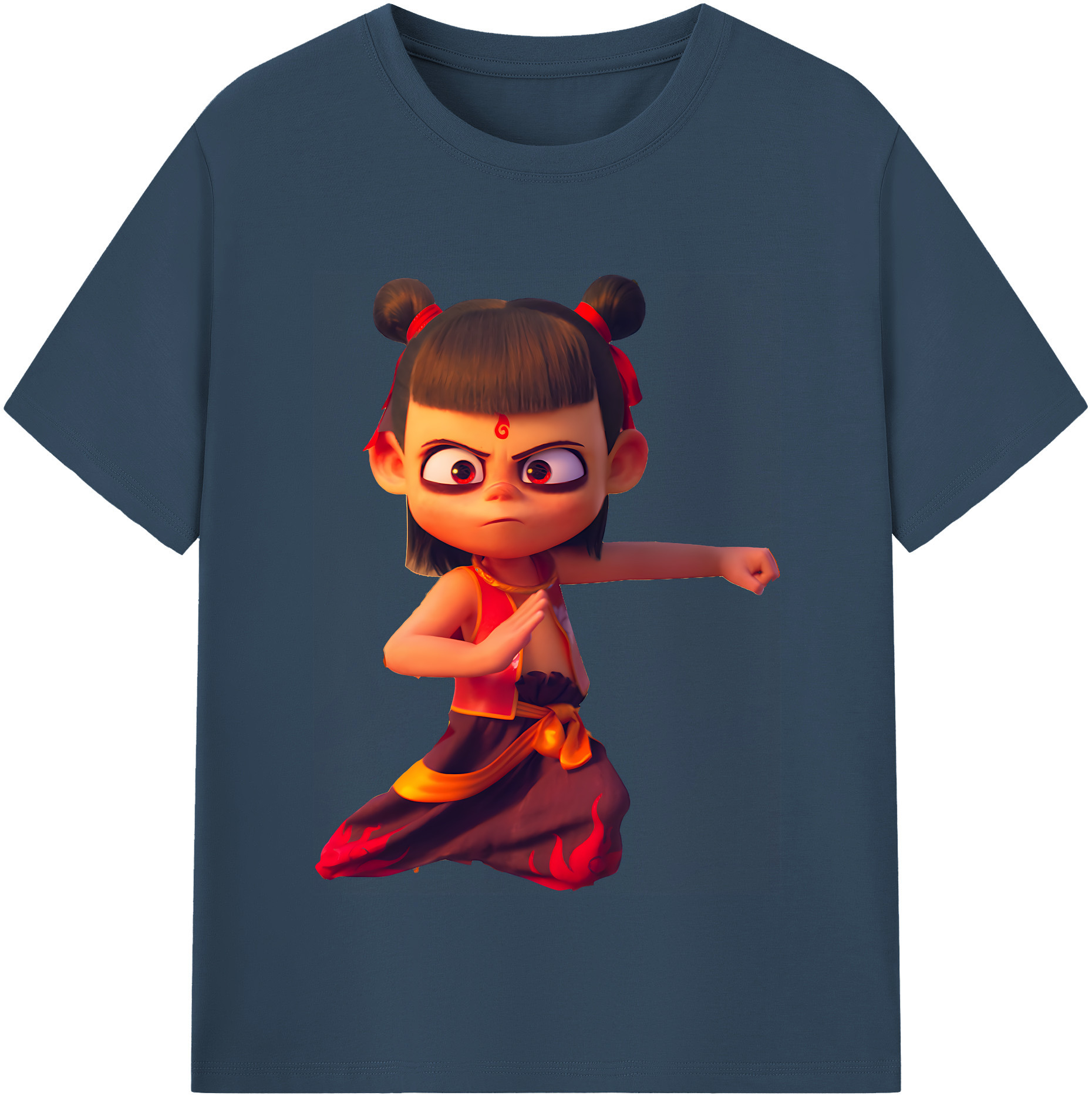 （画像用） Ne Zha 2 ナタ 魔童の大暴れ 綿100％半袖Tシャツ（フロントプリント）