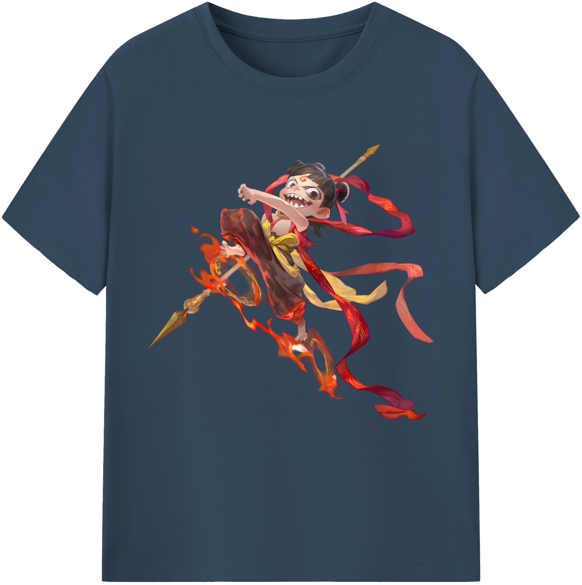 （画像用） Ne Zha 2 ナタ 魔童の大暴れ 綿100％半袖Tシャツ（フロントプリント）