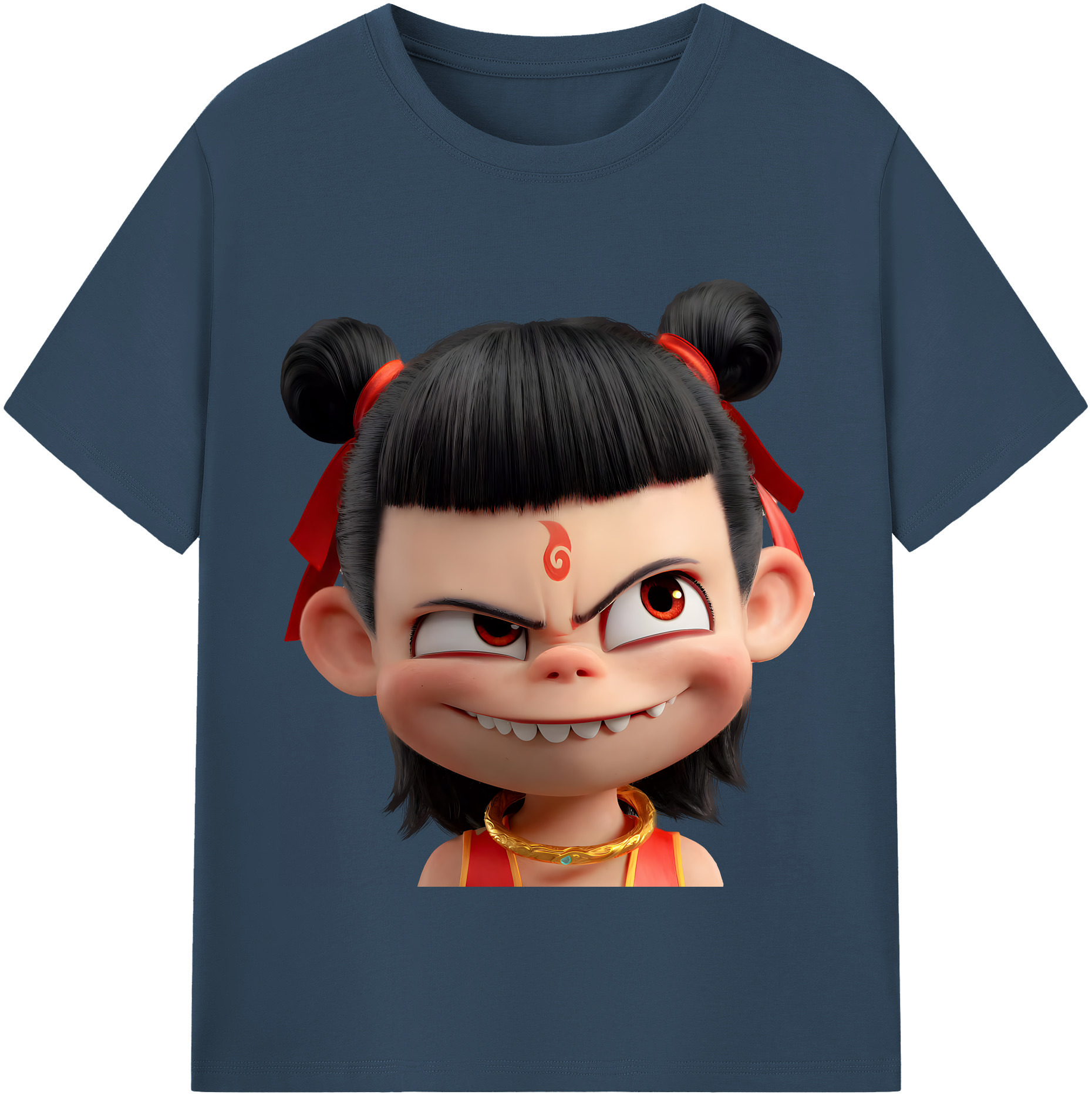（画像用） Ne Zha 2 ナタ 魔童の大暴れ 綿100％半袖Tシャツ（フロントプリント）