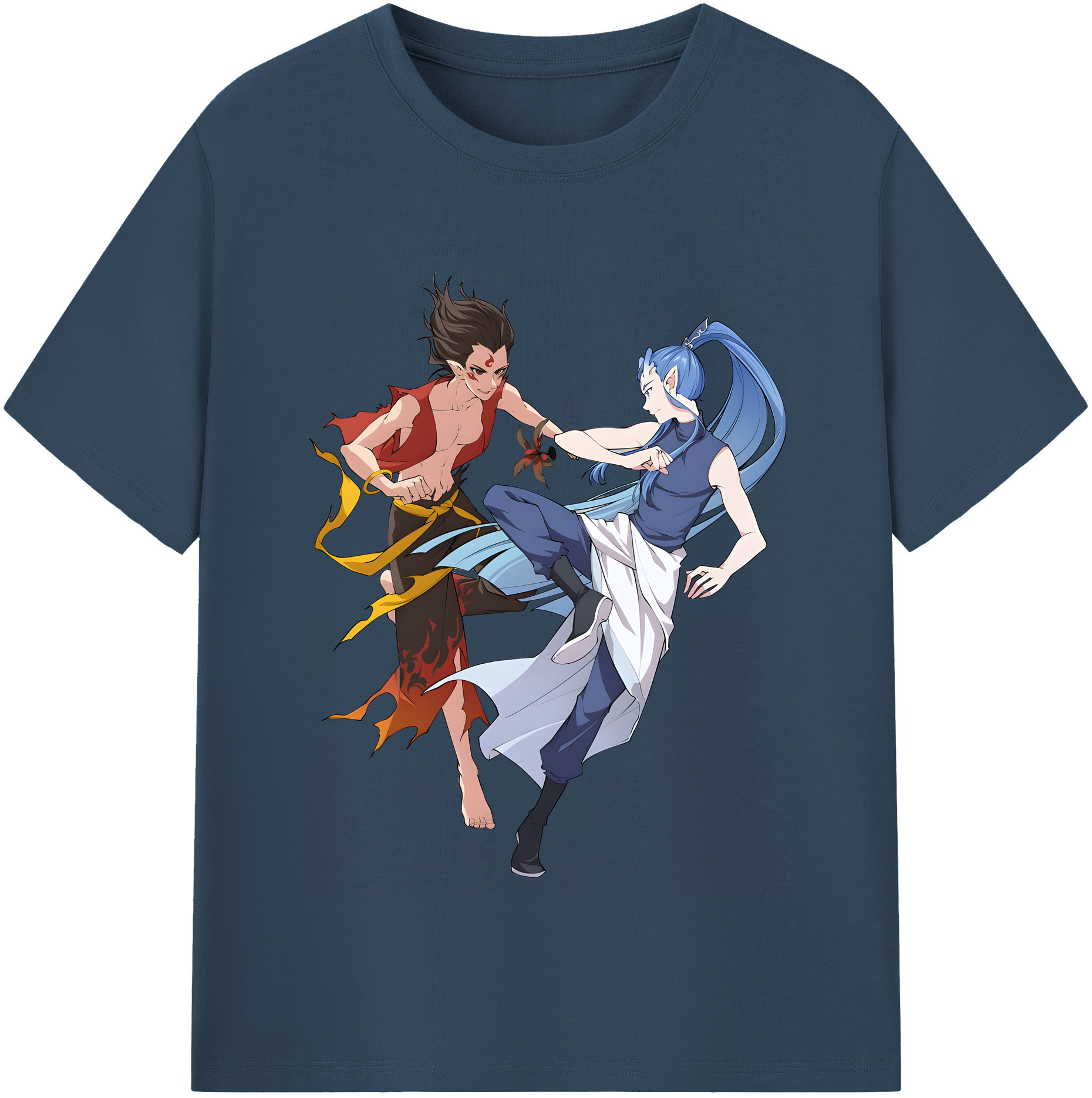 （画像用） Ne Zha 2 ナタ 魔童の大暴れ 綿100％半袖Tシャツ（フロントプリント）