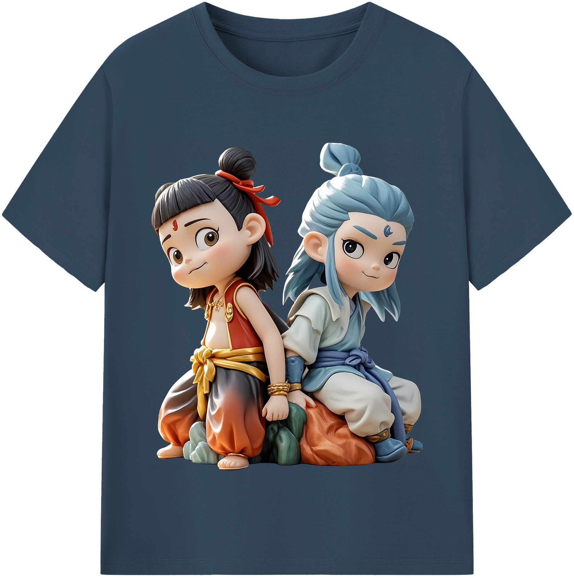 （画像用） Ne Zha 2 ナタ 魔童の大暴れ 綿100％半袖Tシャツ（フロントプリント）