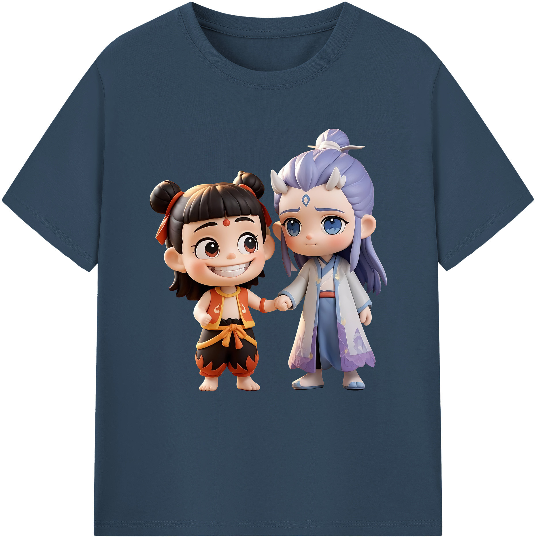 （画像用） Ne Zha 2 ナタ 魔童の大暴れ 綿100％半袖Tシャツ（フロントプリント）