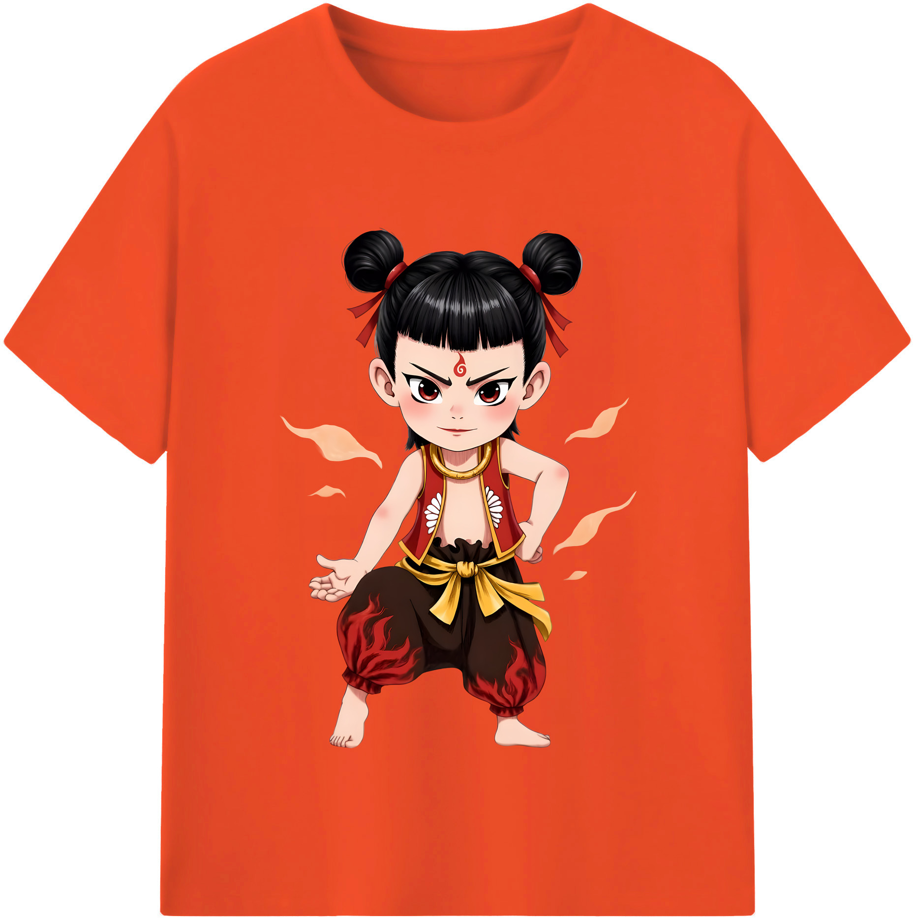 （画像用） Ne Zha 2 ナタ 魔童の大暴れ 綿100％半袖Tシャツ（フロントプリント）