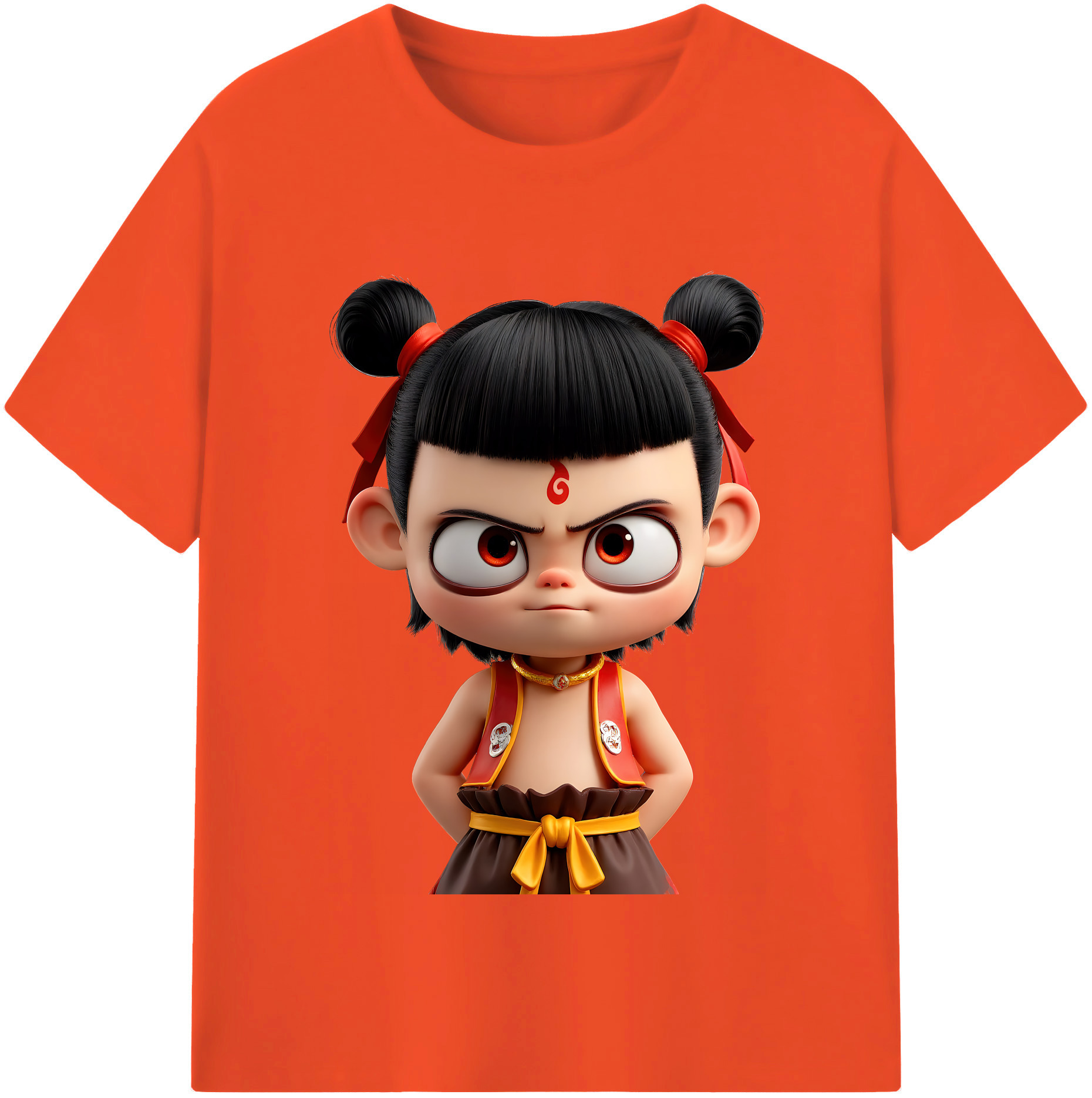 （画像用） Ne Zha 2 ナタ 魔童の大暴れ 綿100％半袖Tシャツ（フロントプリント）