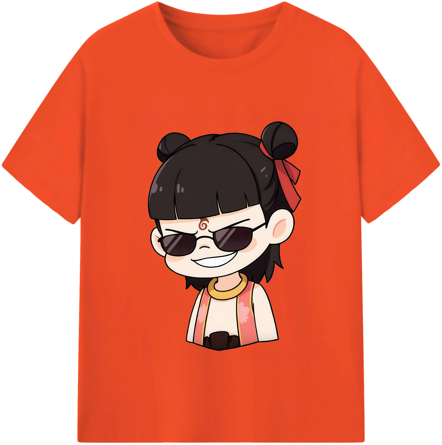 （画像用） Ne Zha 2 ナタ 魔童の大暴れ 綿100％半袖Tシャツ（フロントプリント）