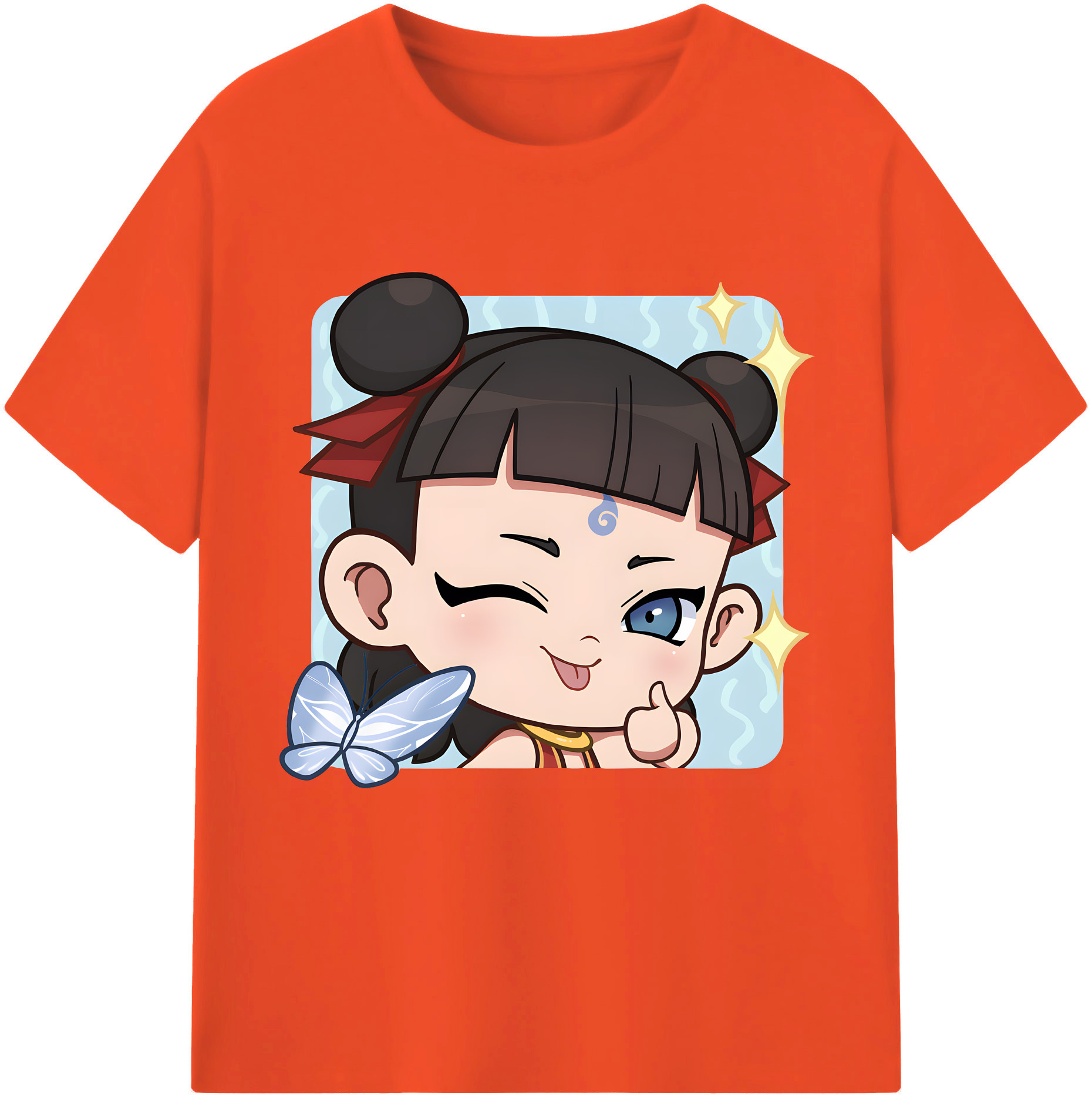 （画像用） Ne Zha 2 ナタ 魔童の大暴れ 綿100％半袖Tシャツ（フロントプリント）