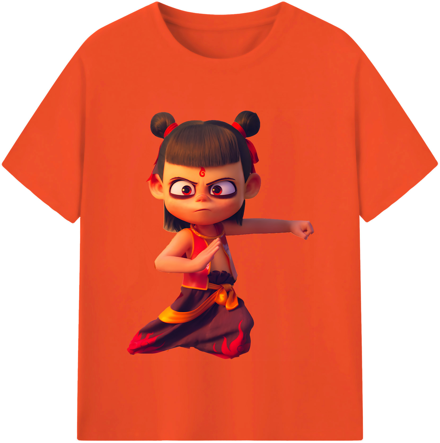 （画像用） Ne Zha 2 ナタ 魔童の大暴れ 綿100％半袖Tシャツ（フロントプリント）