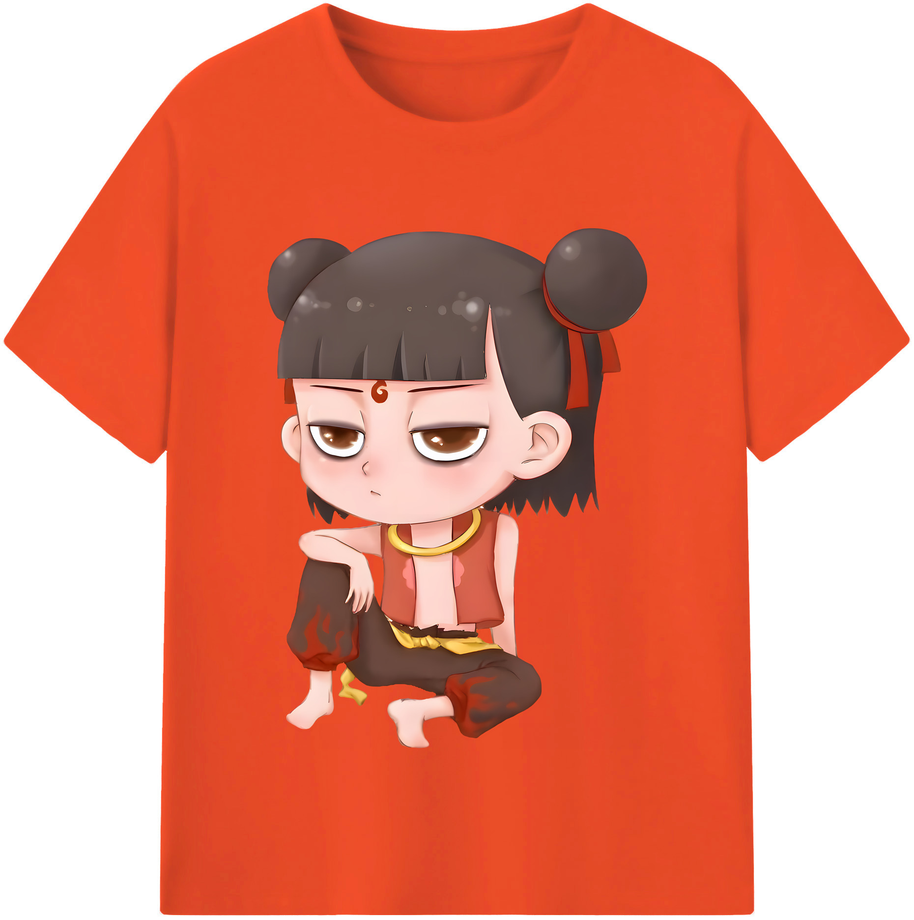 （画像用） Ne Zha 2 ナタ 魔童の大暴れ 綿100％半袖Tシャツ（フロントプリント）
