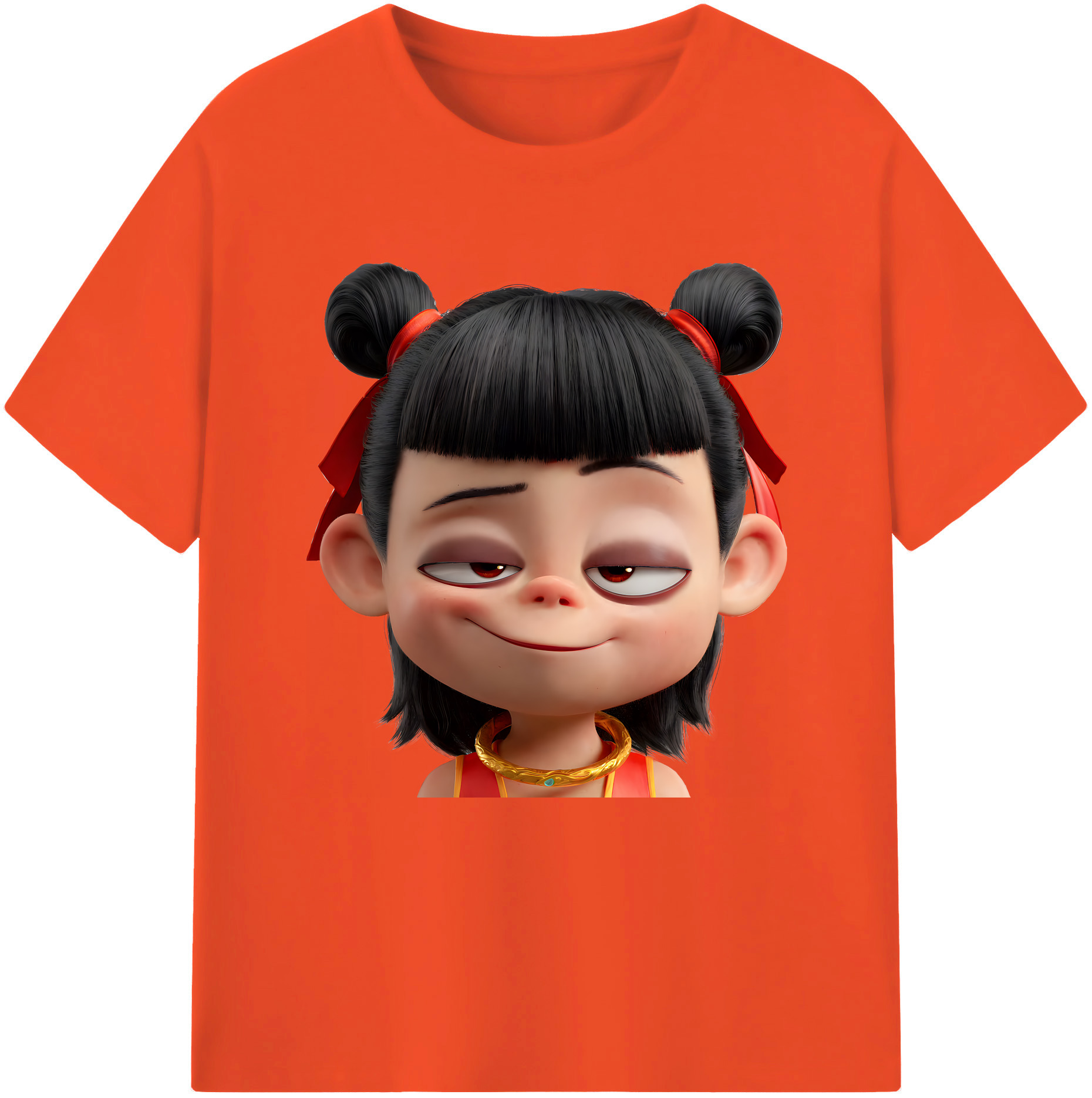 （画像用） Ne Zha 2 ナタ 魔童の大暴れ 綿100％半袖Tシャツ（フロントプリント）