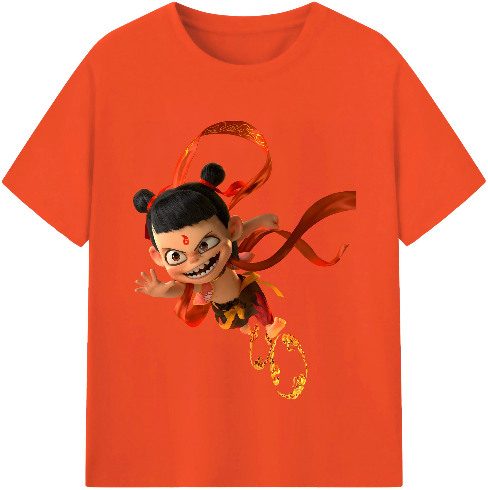 （画像用） Ne Zha 2 ナタ 魔童の大暴れ 綿100％半袖Tシャツ（フロントプリント）
