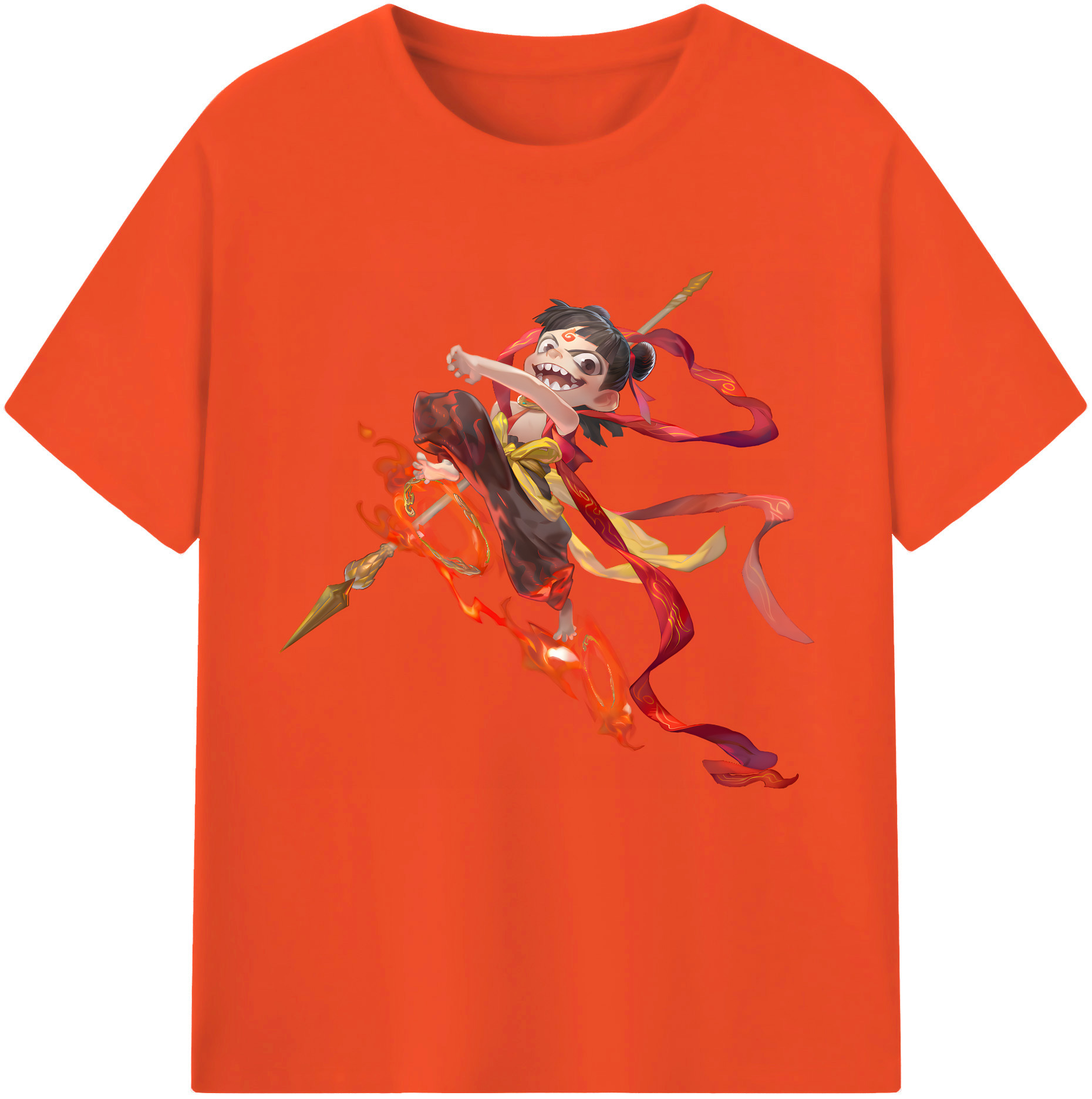 （画像用） Ne Zha 2 ナタ 魔童の大暴れ 綿100％半袖Tシャツ（フロントプリント）