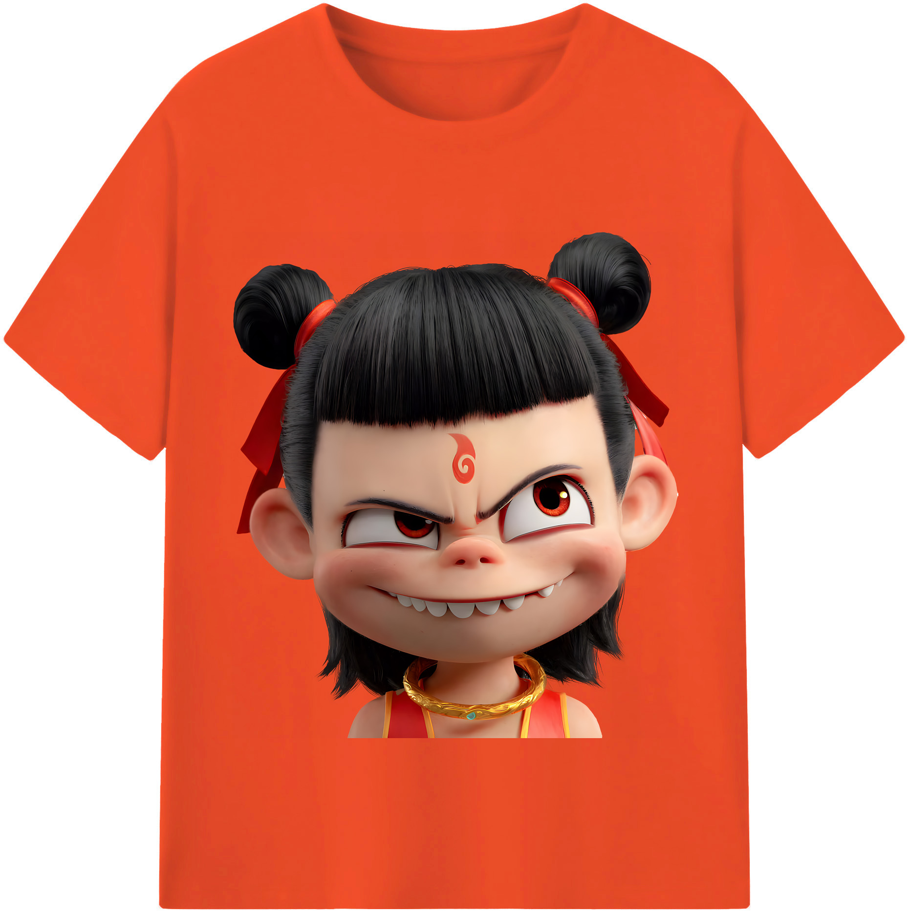 （画像用） Ne Zha 2 ナタ 魔童の大暴れ 綿100％半袖Tシャツ（フロントプリント）