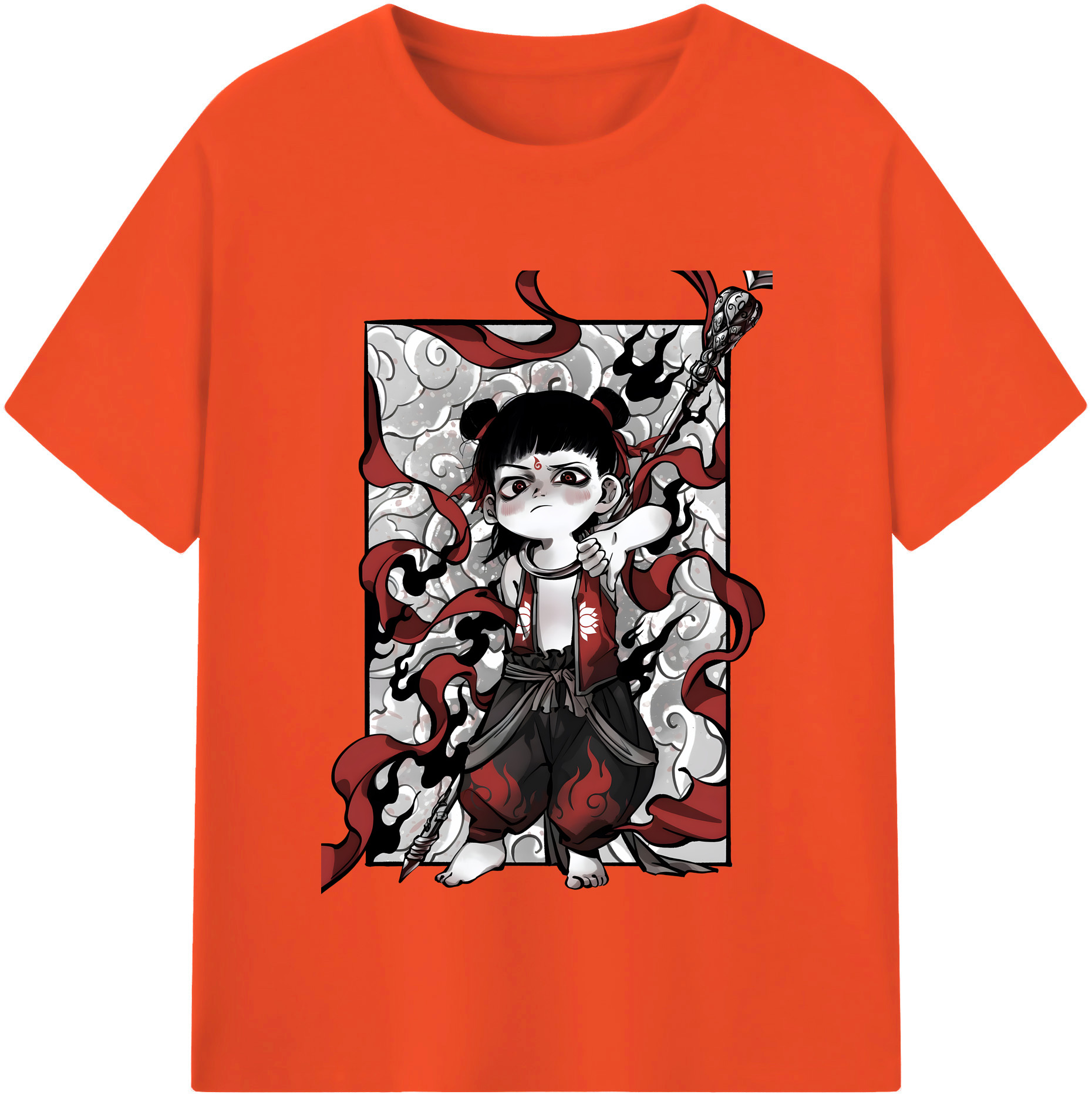 （画像用） Ne Zha 2 ナタ 魔童の大暴れ 綿100％半袖Tシャツ（フロントプリント）