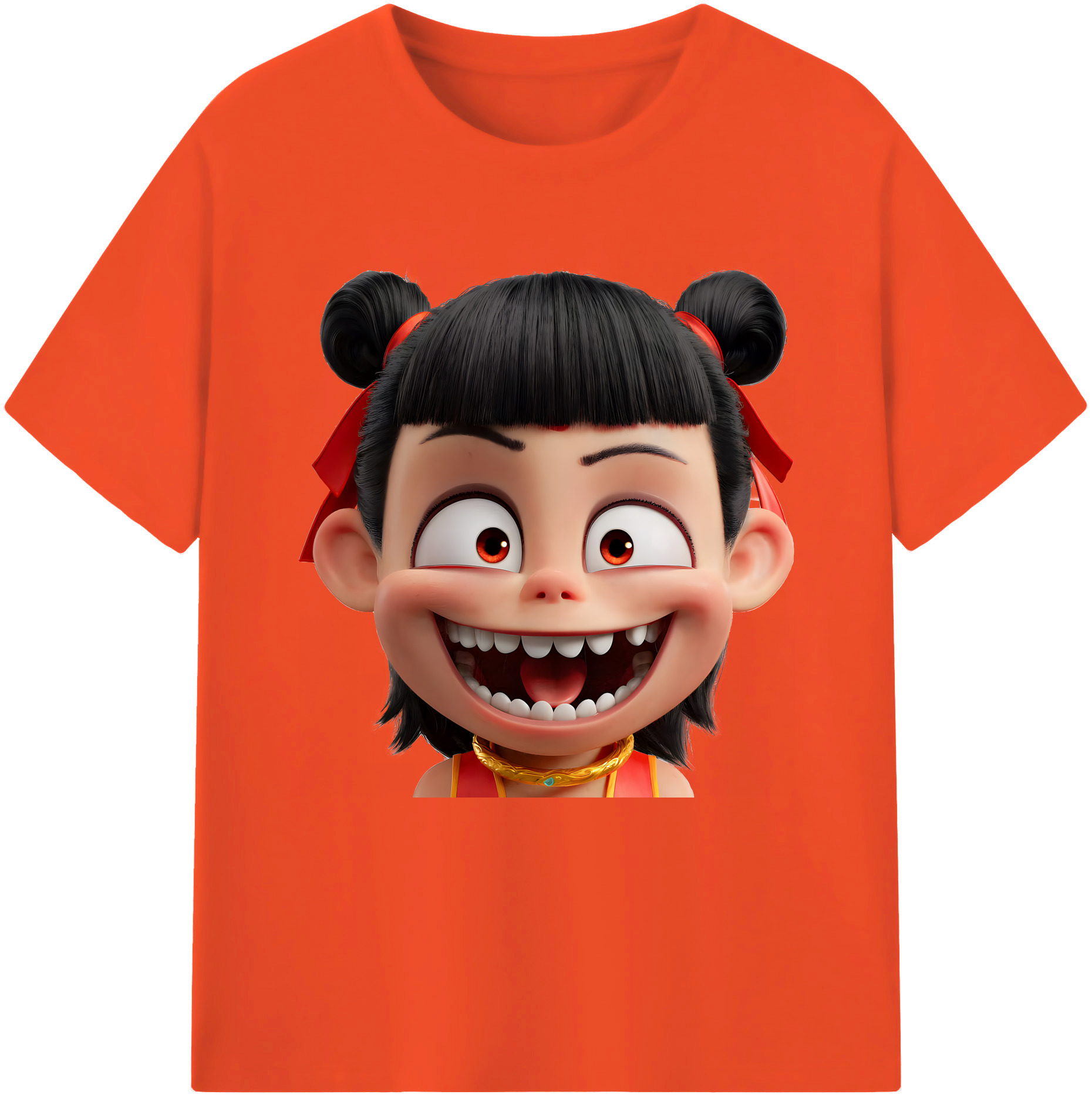 （画像用） Ne Zha 2 ナタ 魔童の大暴れ 綿100％半袖Tシャツ（フロントプリント）