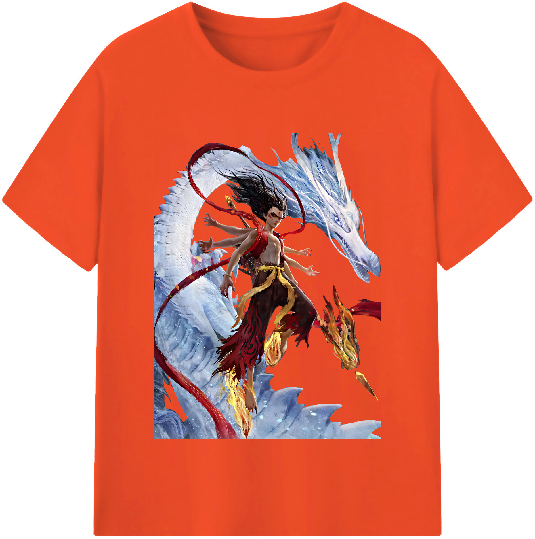 （画像用） Ne Zha 2 ナタ 魔童の大暴れ 綿100％半袖Tシャツ（フロントプリント）