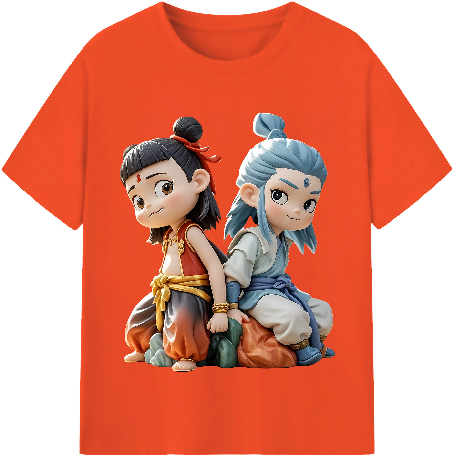 （画像用） Ne Zha 2 ナタ 魔童の大暴れ 綿100％半袖Tシャツ（フロントプリント）