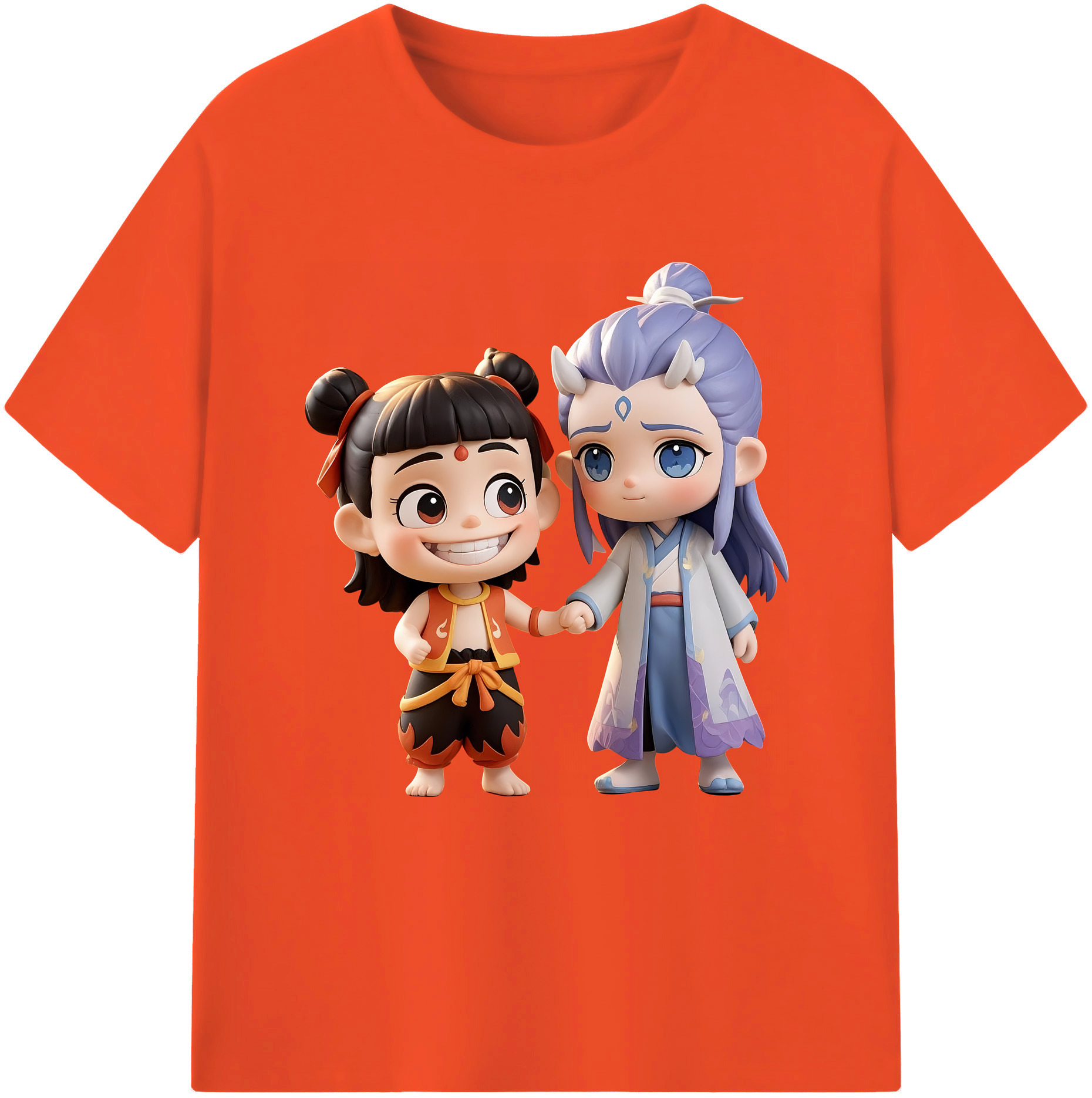 （画像用） Ne Zha 2 ナタ 魔童の大暴れ 綿100％半袖Tシャツ（フロントプリント）
