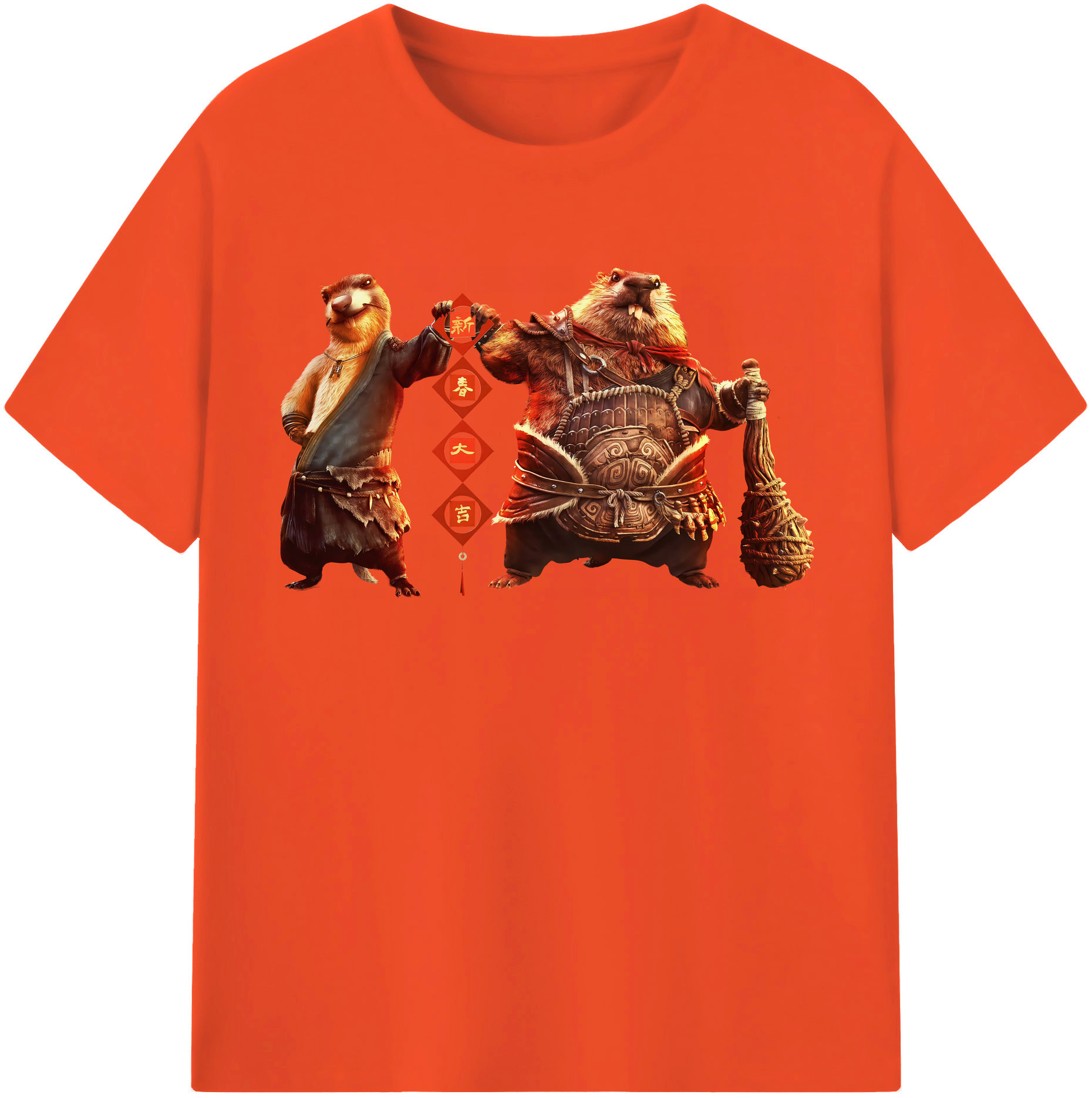（画像用） Ne Zha 2 ナタ 魔童の大暴れ 綿100％半袖Tシャツ（フロントプリント）