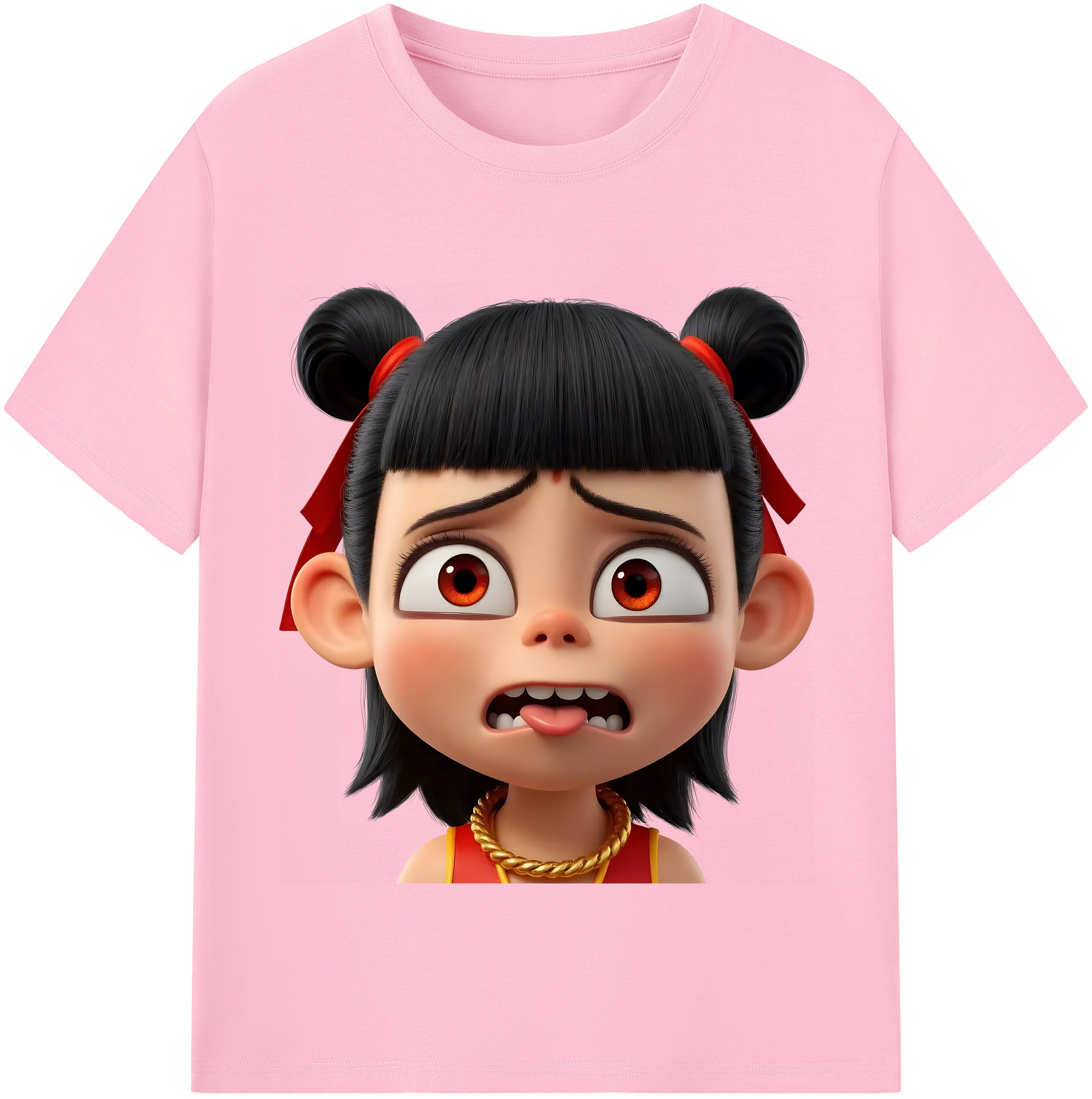 （画像用） Ne Zha 2 ナタ 魔童の大暴れ 綿100％半袖Tシャツ（フロントプリント）