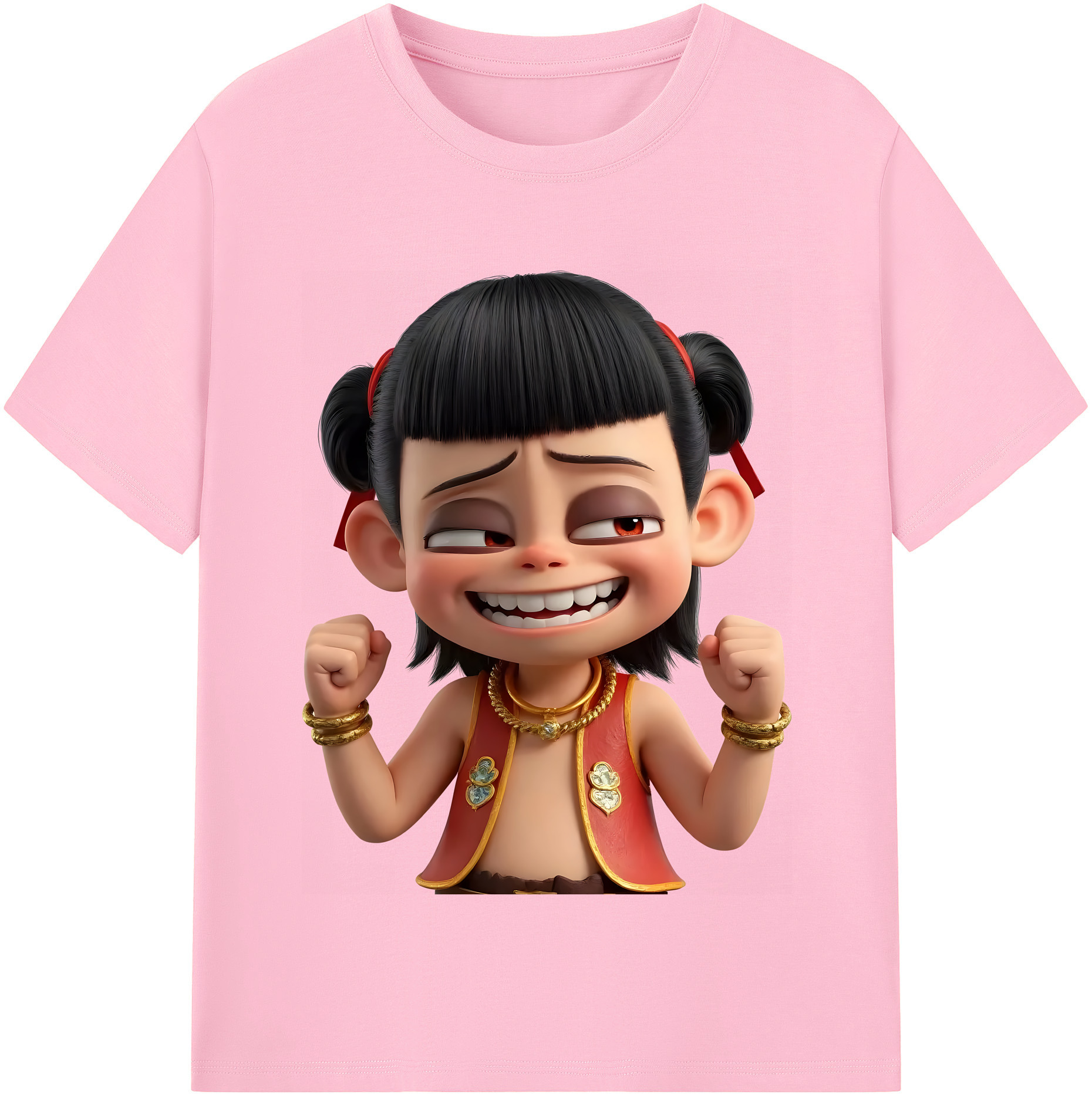 （画像用） Ne Zha 2 ナタ 魔童の大暴れ 綿100％半袖Tシャツ（フロントプリント）