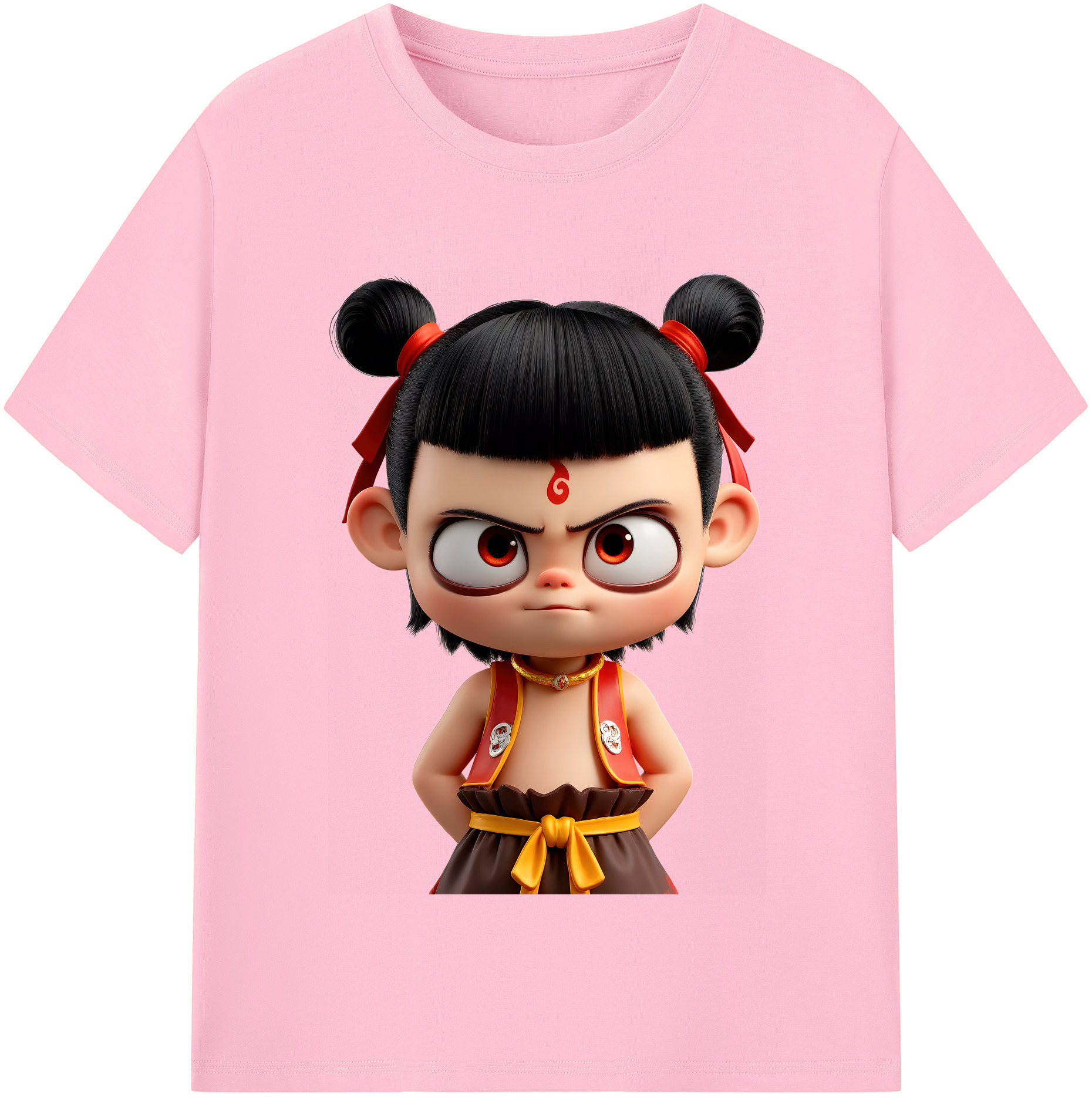 （画像用） Ne Zha 2 ナタ 魔童の大暴れ 綿100％半袖Tシャツ（フロントプリント）