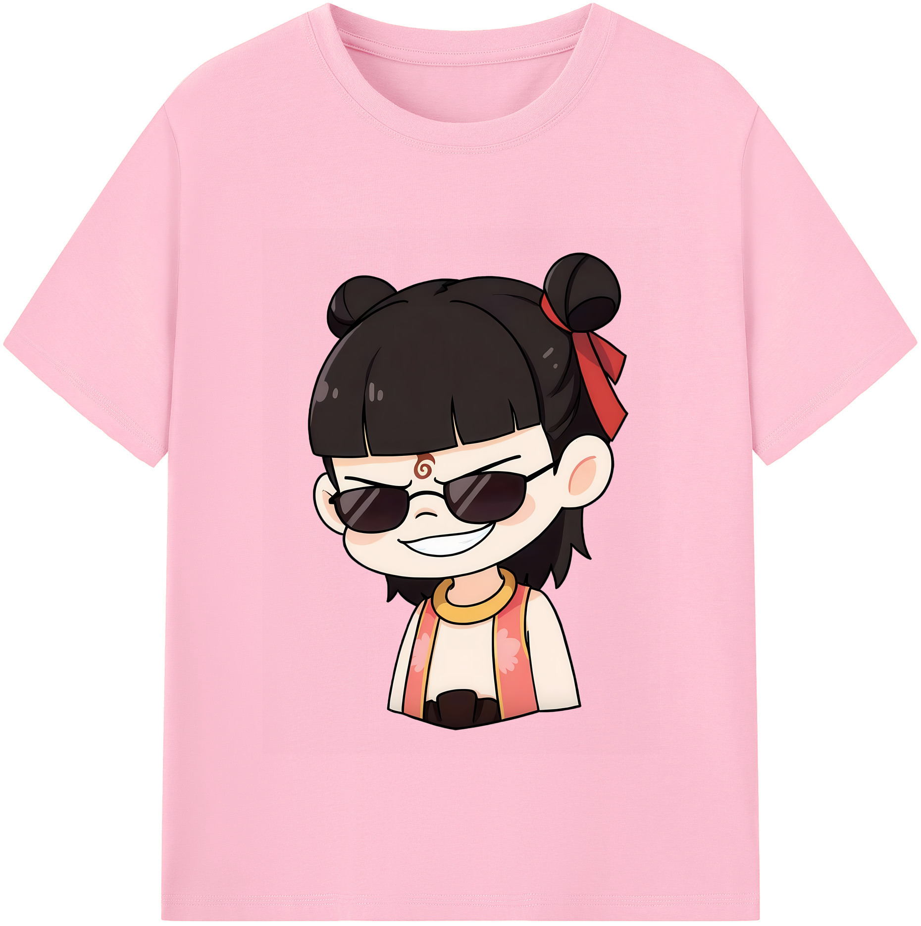 （画像用） Ne Zha 2 ナタ 魔童の大暴れ 綿100％半袖Tシャツ（フロントプリント）