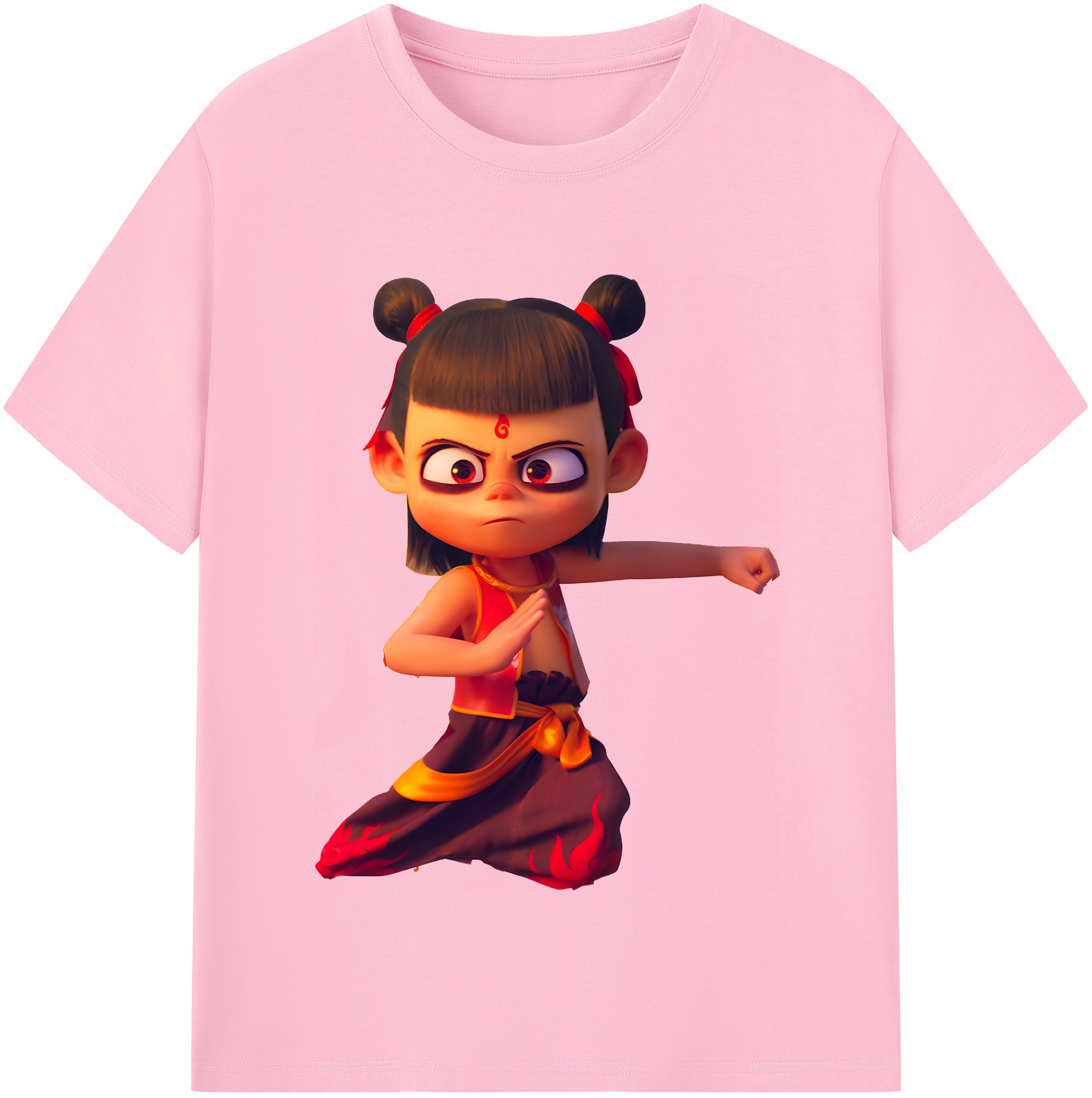 （画像用） Ne Zha 2 ナタ 魔童の大暴れ 綿100％半袖Tシャツ（フロントプリント）