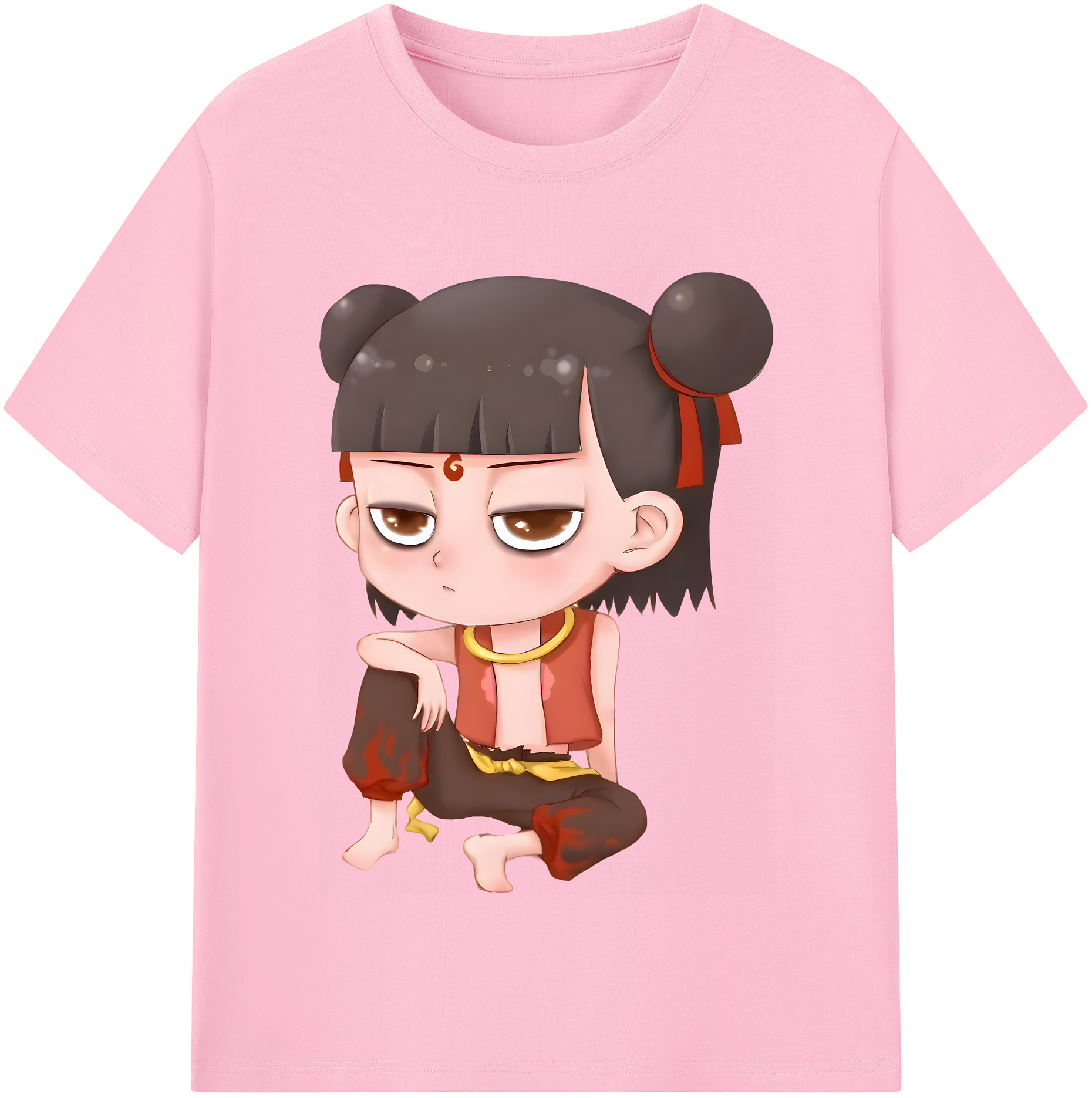（画像用） Ne Zha 2 ナタ 魔童の大暴れ 綿100％半袖Tシャツ（フロントプリント）