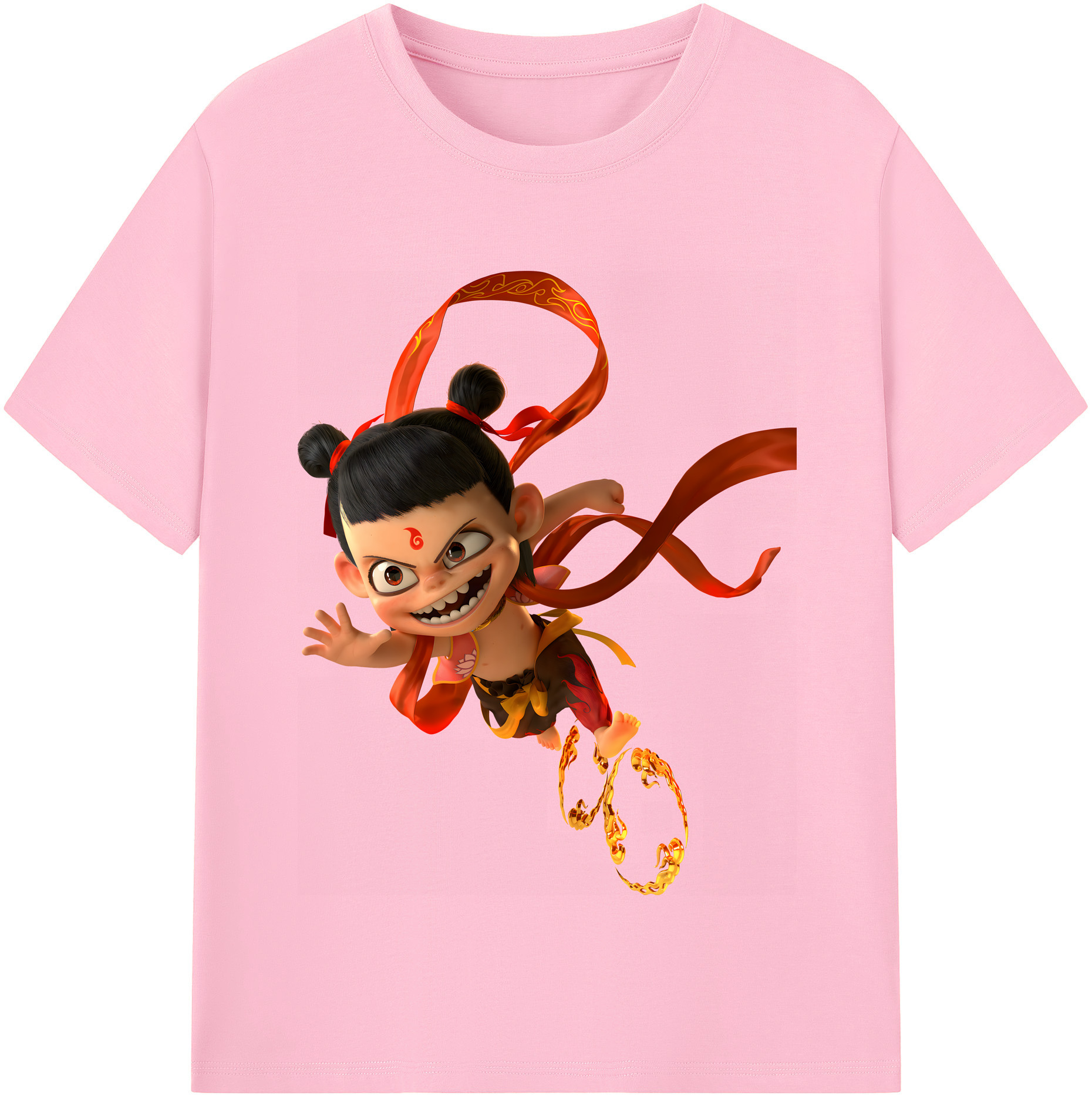 （画像用） Ne Zha 2 ナタ 魔童の大暴れ 綿100％半袖Tシャツ（フロントプリント）