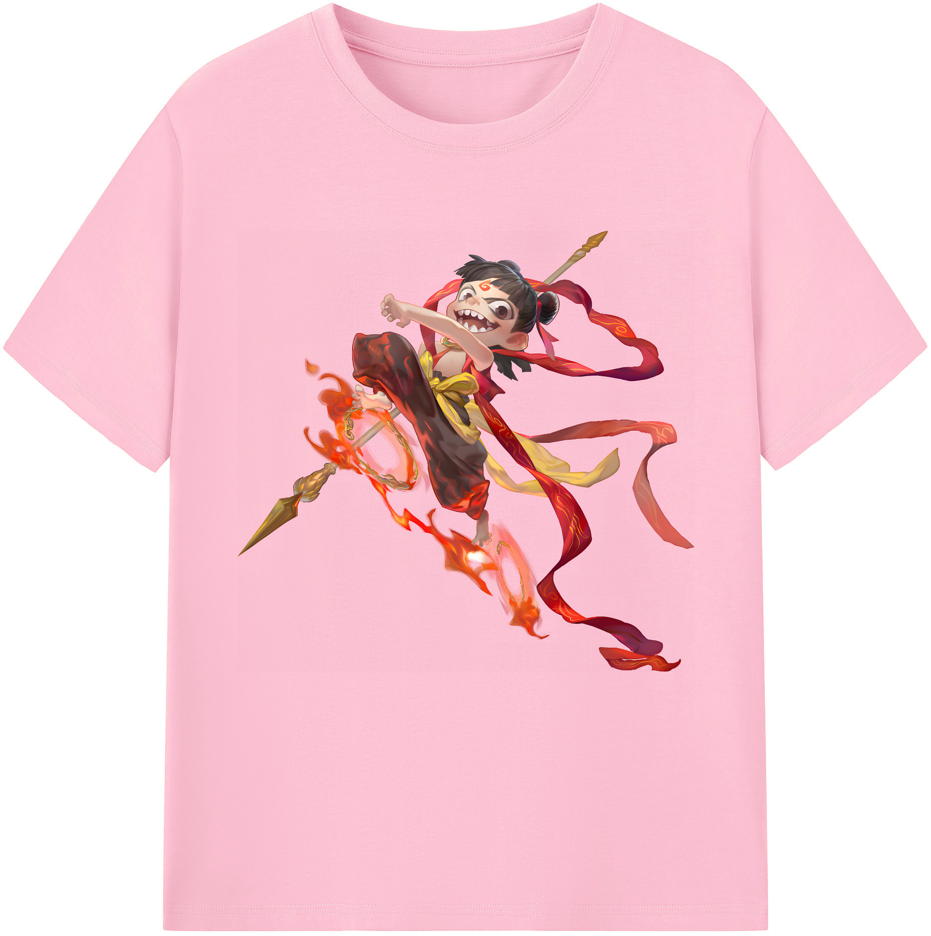 （画像用） Ne Zha 2 ナタ 魔童の大暴れ 綿100％半袖Tシャツ（フロントプリント）