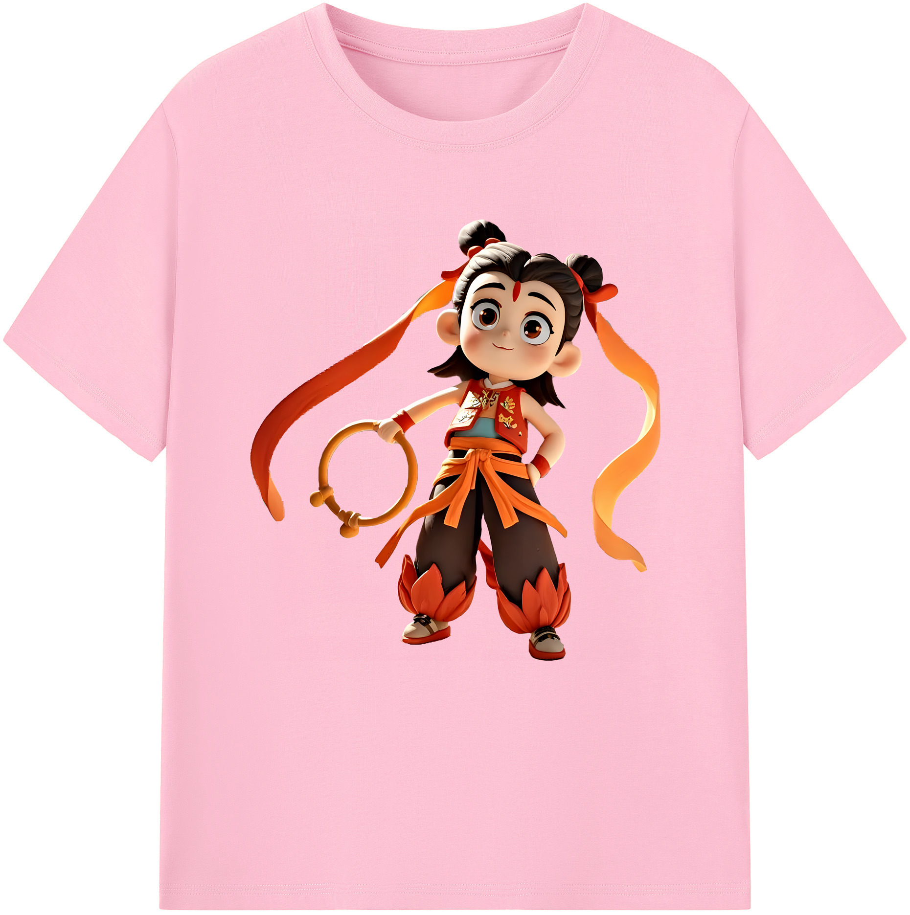 （画像用） Ne Zha 2 ナタ 魔童の大暴れ 綿100％半袖Tシャツ（フロントプリント）