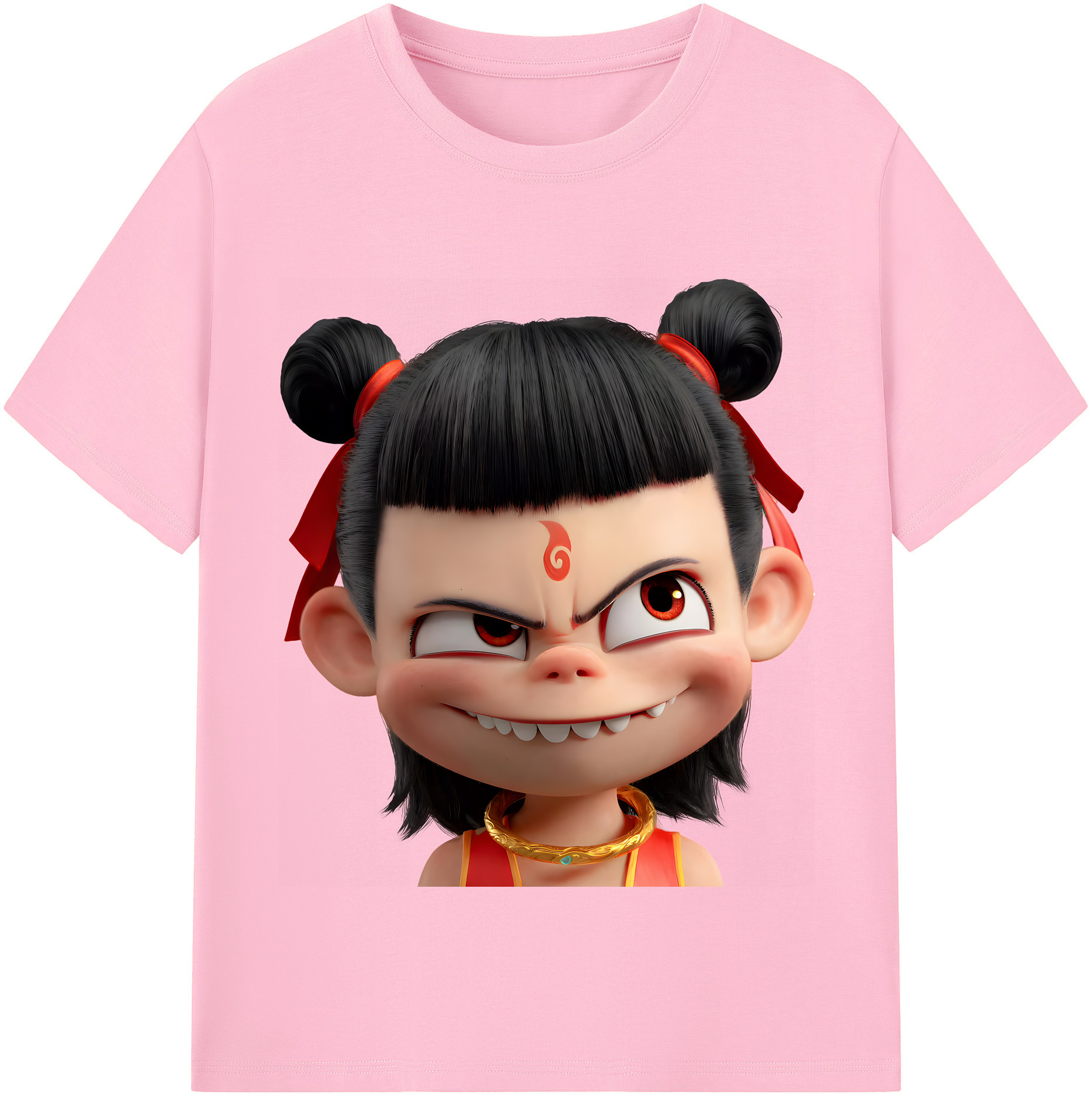 （画像用） Ne Zha 2 ナタ 魔童の大暴れ 綿100％半袖Tシャツ（フロントプリント）