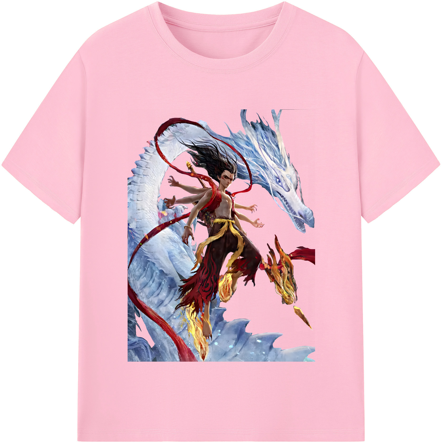 （画像用） Ne Zha 2 ナタ 魔童の大暴れ 綿100％半袖Tシャツ（フロントプリント）