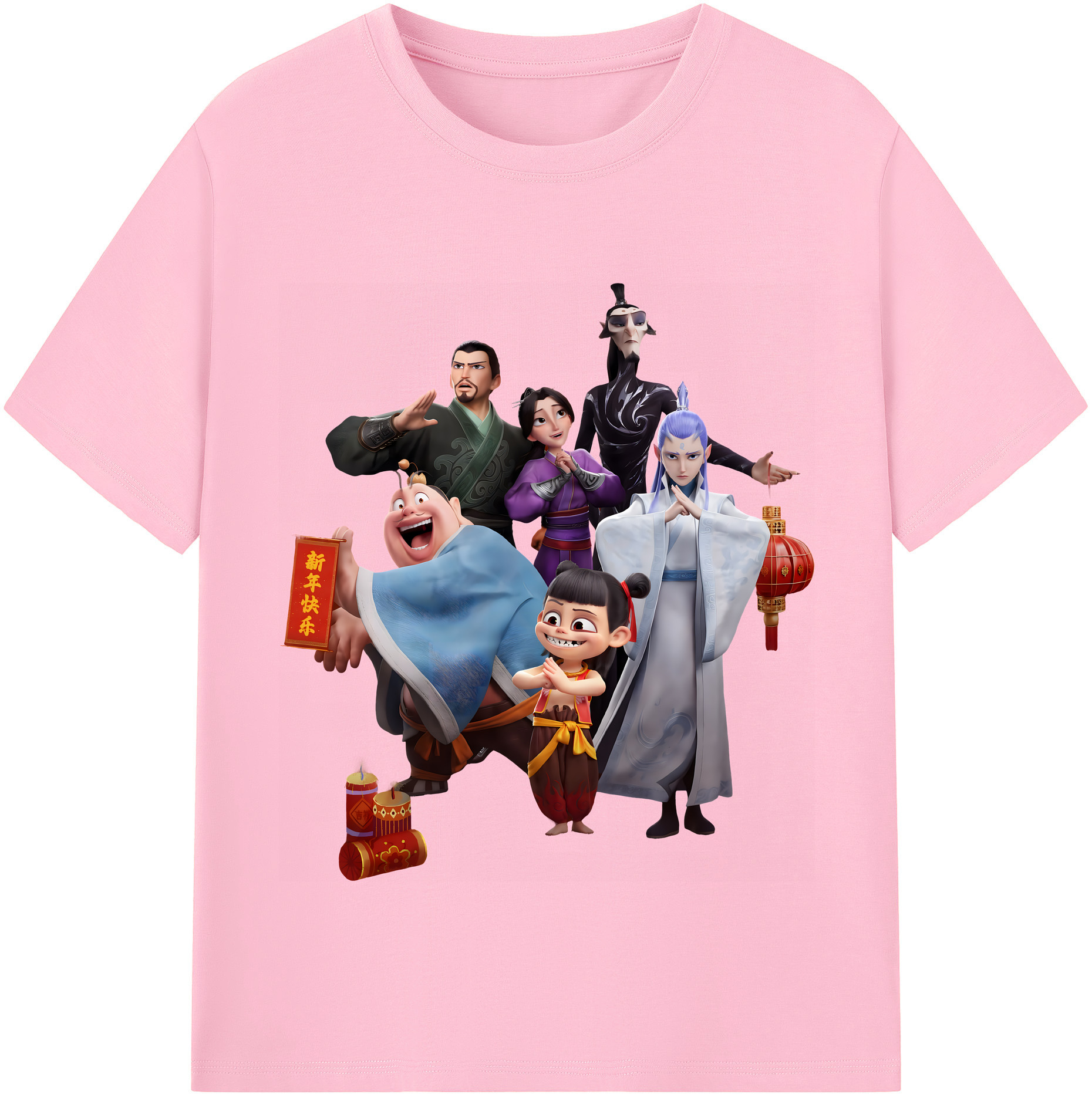 （画像用） Ne Zha 2 ナタ 魔童の大暴れ 綿100％半袖Tシャツ（フロントプリント）