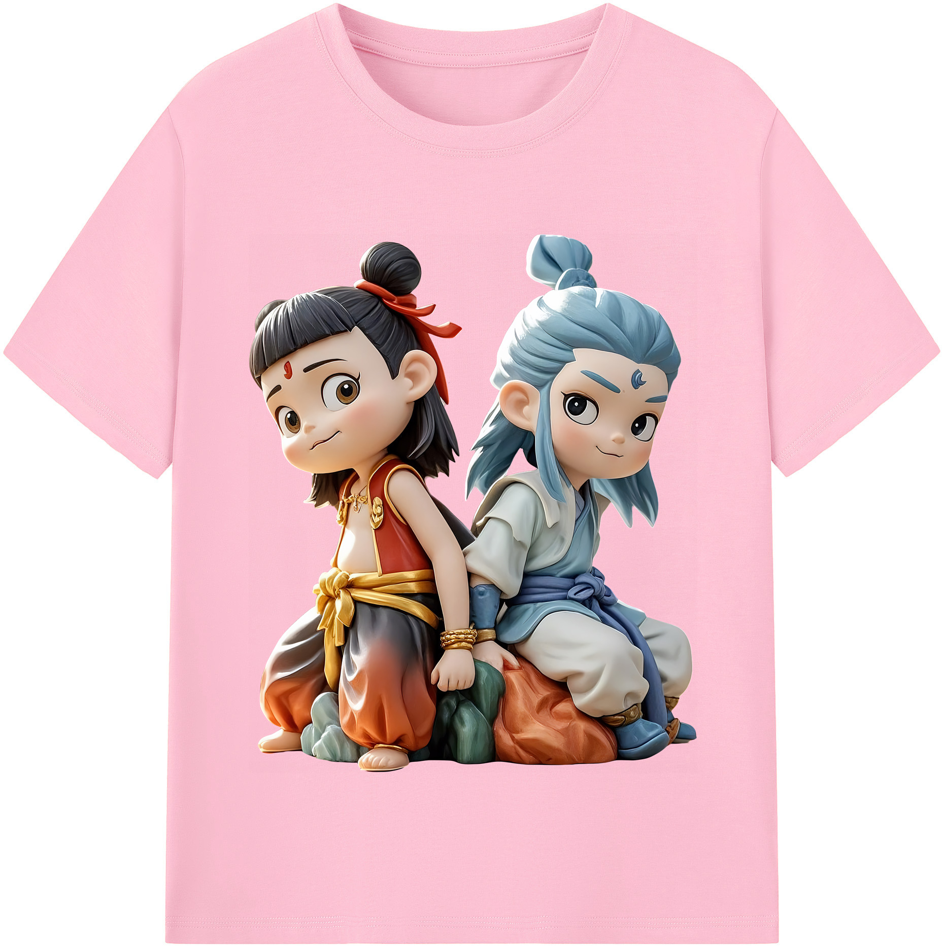 （画像用） Ne Zha 2 ナタ 魔童の大暴れ 綿100％半袖Tシャツ（フロントプリント）