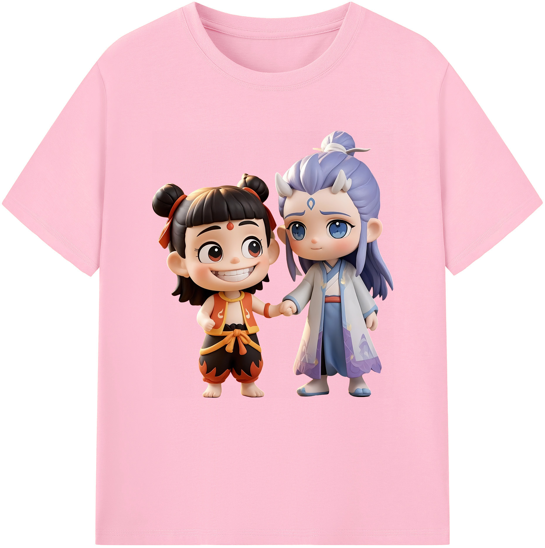 （画像用） Ne Zha 2 ナタ 魔童の大暴れ 綿100％半袖Tシャツ（フロントプリント）