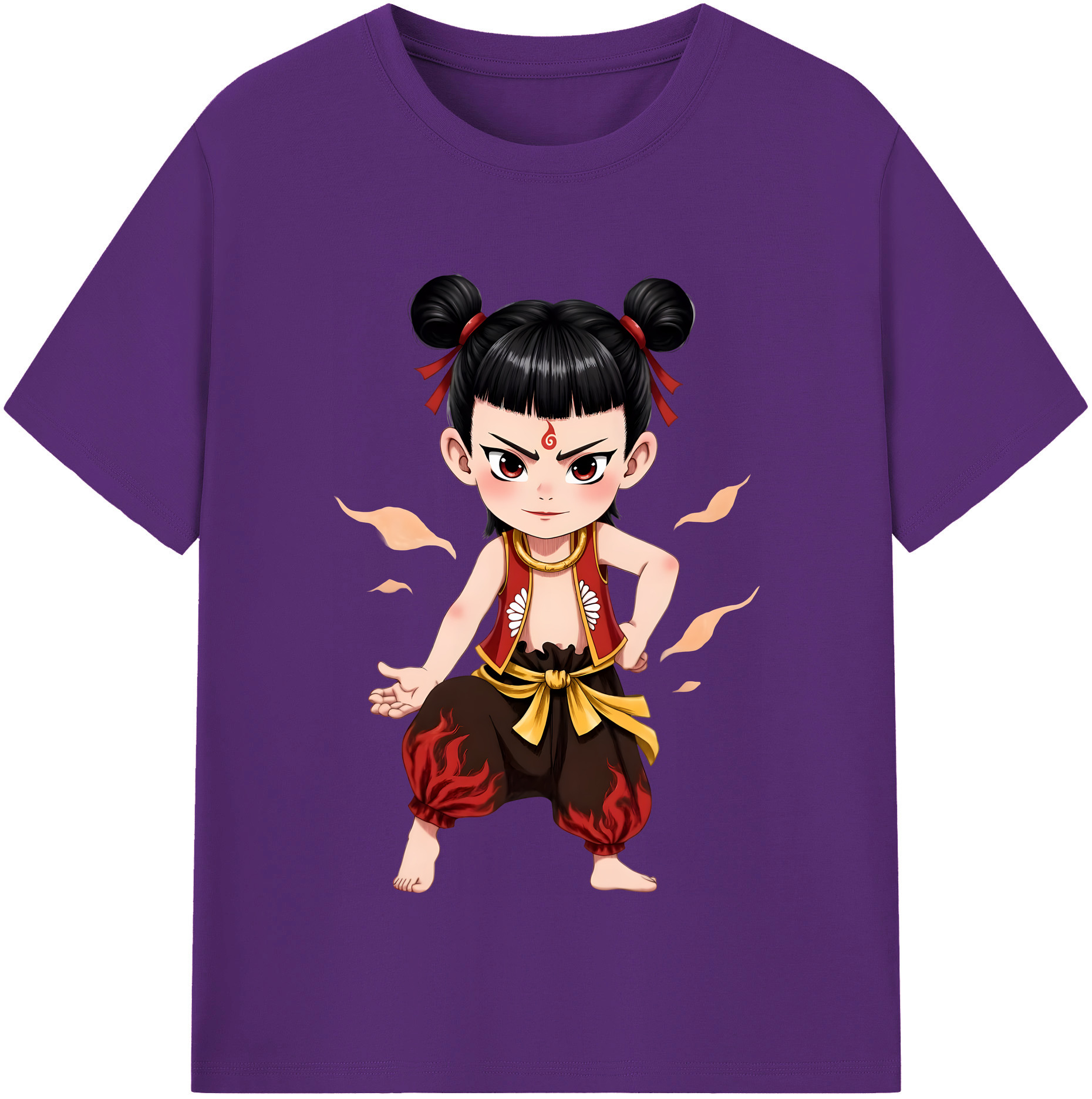 （画像用） Ne Zha 2 ナタ 魔童の大暴れ 綿100％半袖Tシャツ（フロントプリント）