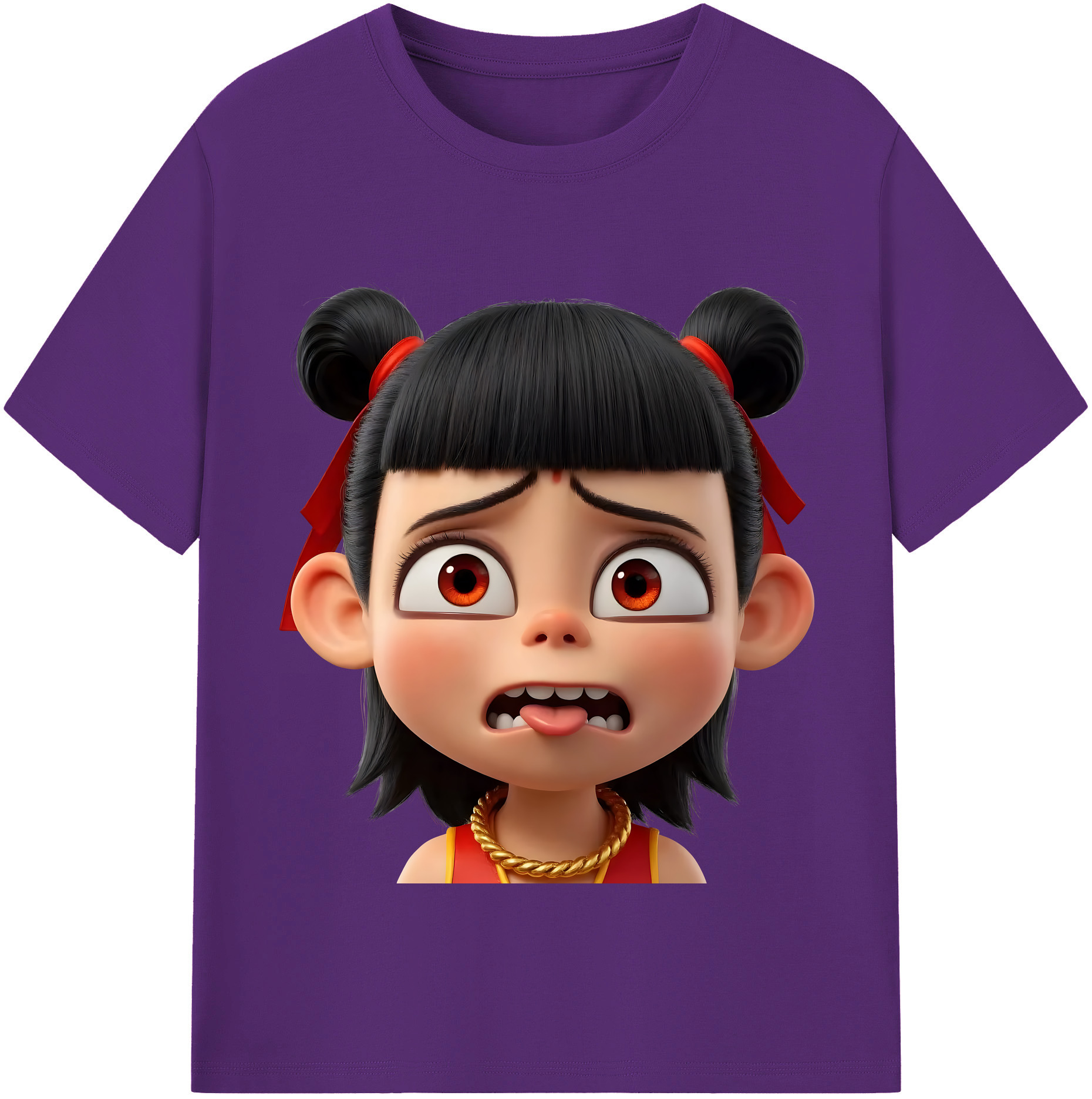 （画像用） Ne Zha 2 ナタ 魔童の大暴れ 綿100％半袖Tシャツ（フロントプリント）