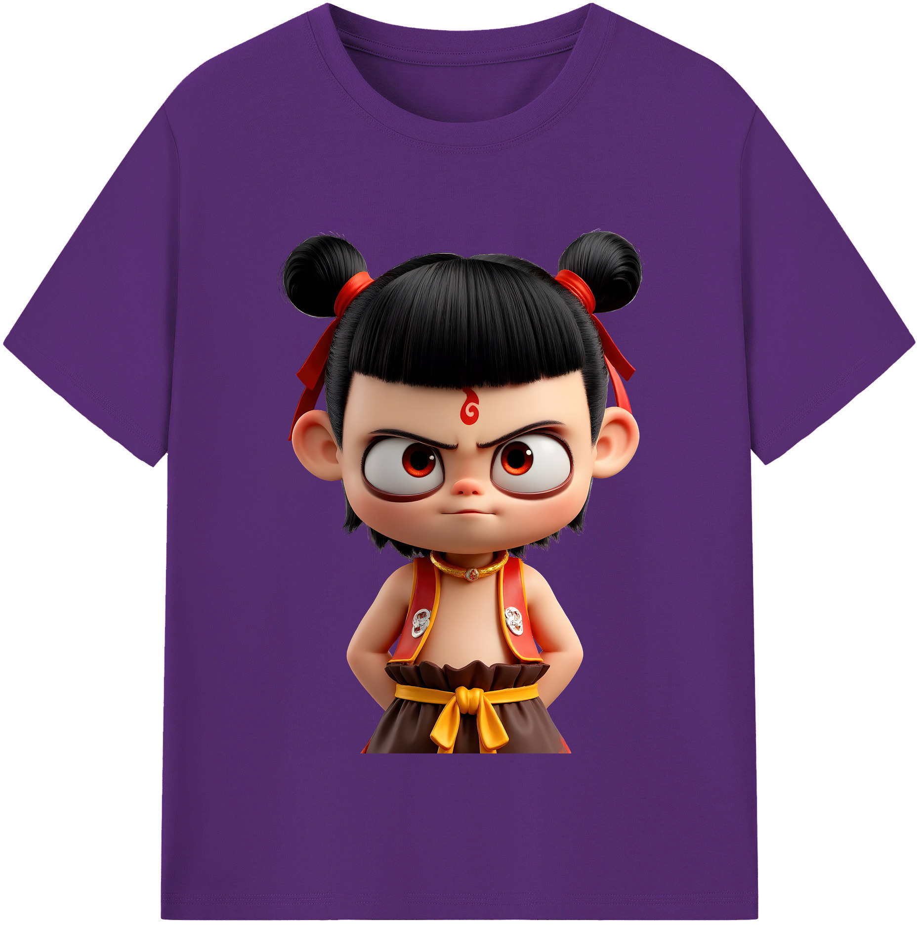 （画像用） Ne Zha 2 ナタ 魔童の大暴れ 綿100％半袖Tシャツ（フロントプリント）