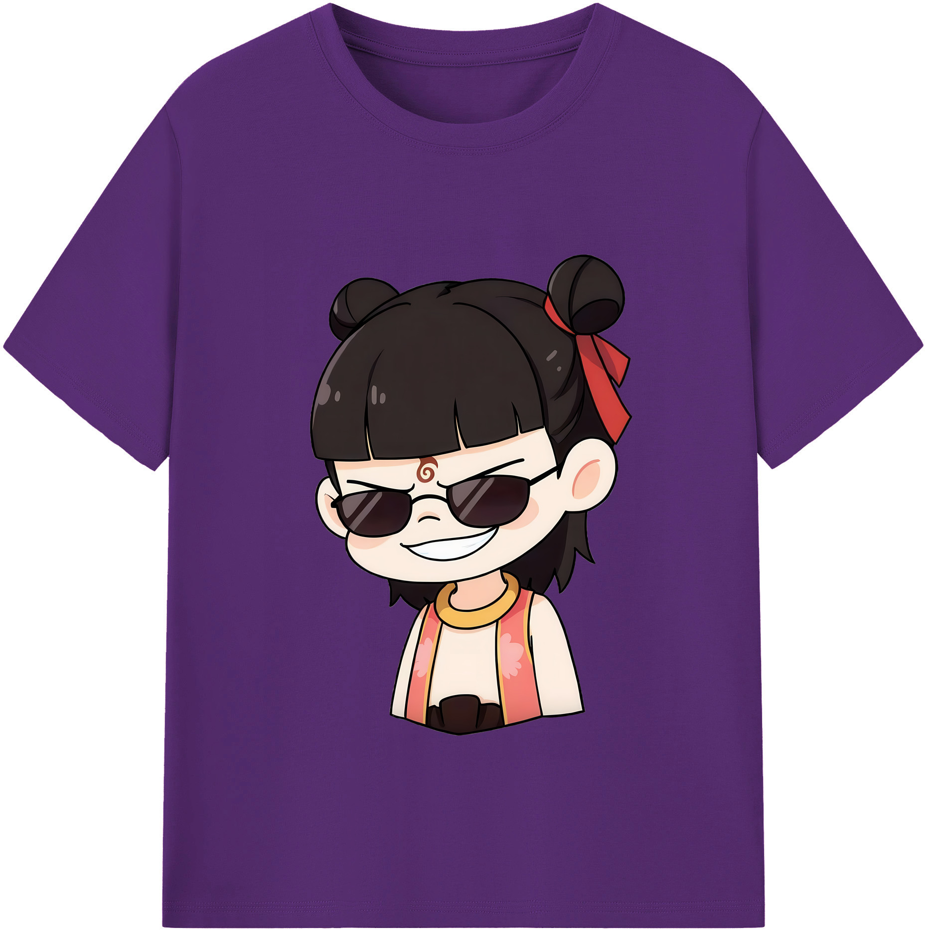 （画像用） Ne Zha 2 ナタ 魔童の大暴れ 綿100％半袖Tシャツ（フロントプリント）
