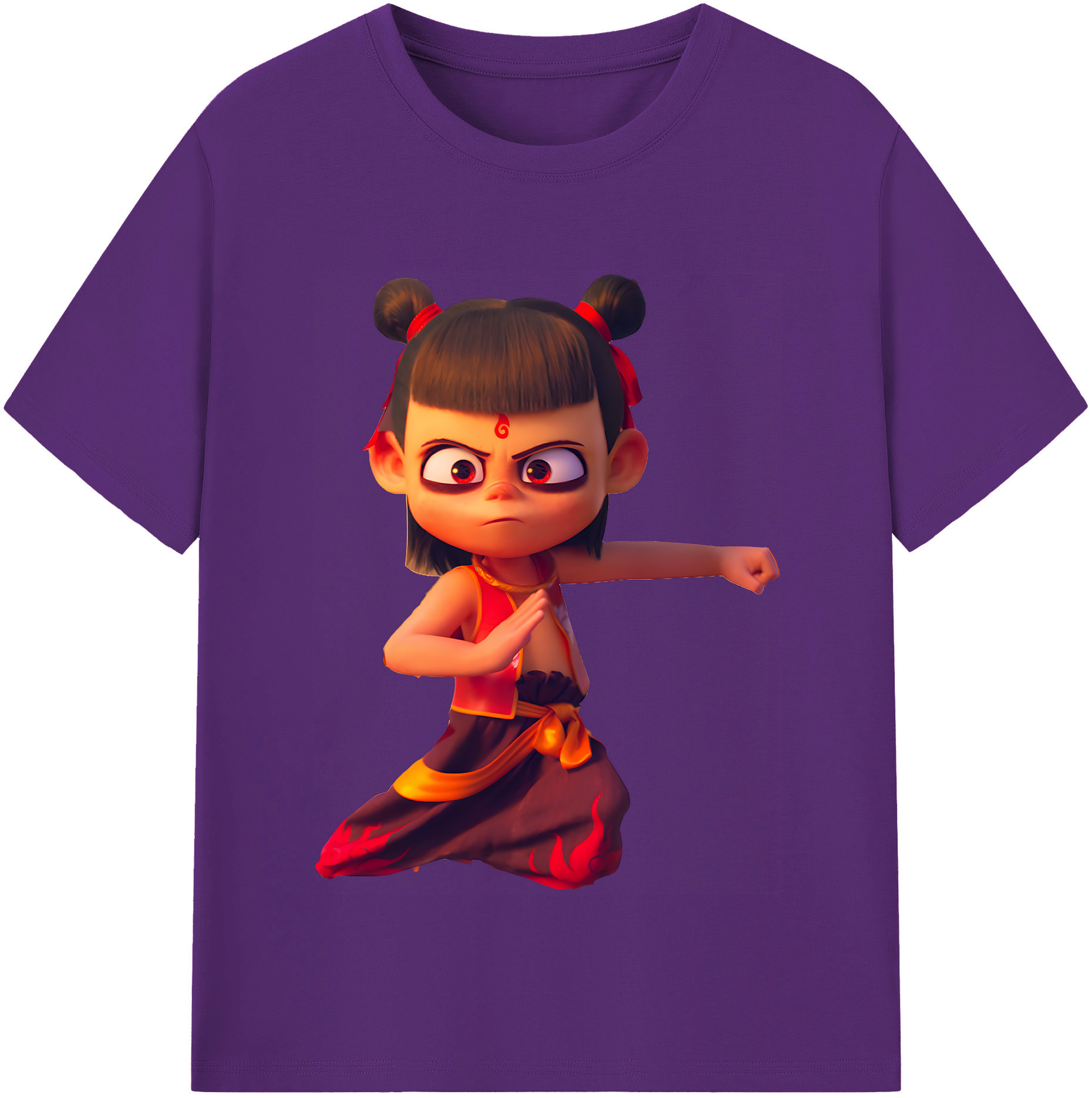 （画像用） Ne Zha 2 ナタ 魔童の大暴れ 綿100％半袖Tシャツ（フロントプリント）
