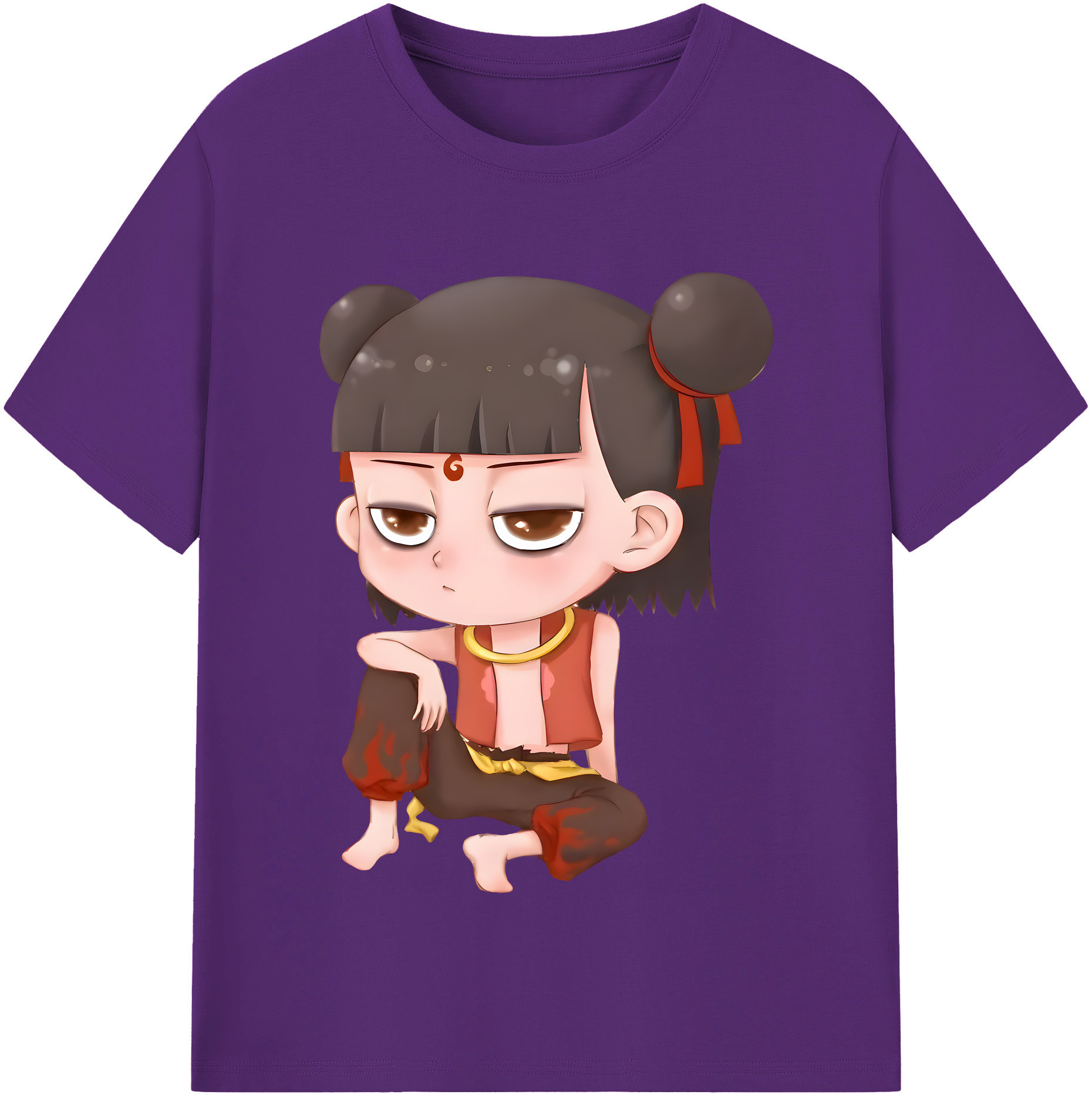 （画像用） Ne Zha 2 ナタ 魔童の大暴れ 綿100％半袖Tシャツ（フロントプリント）