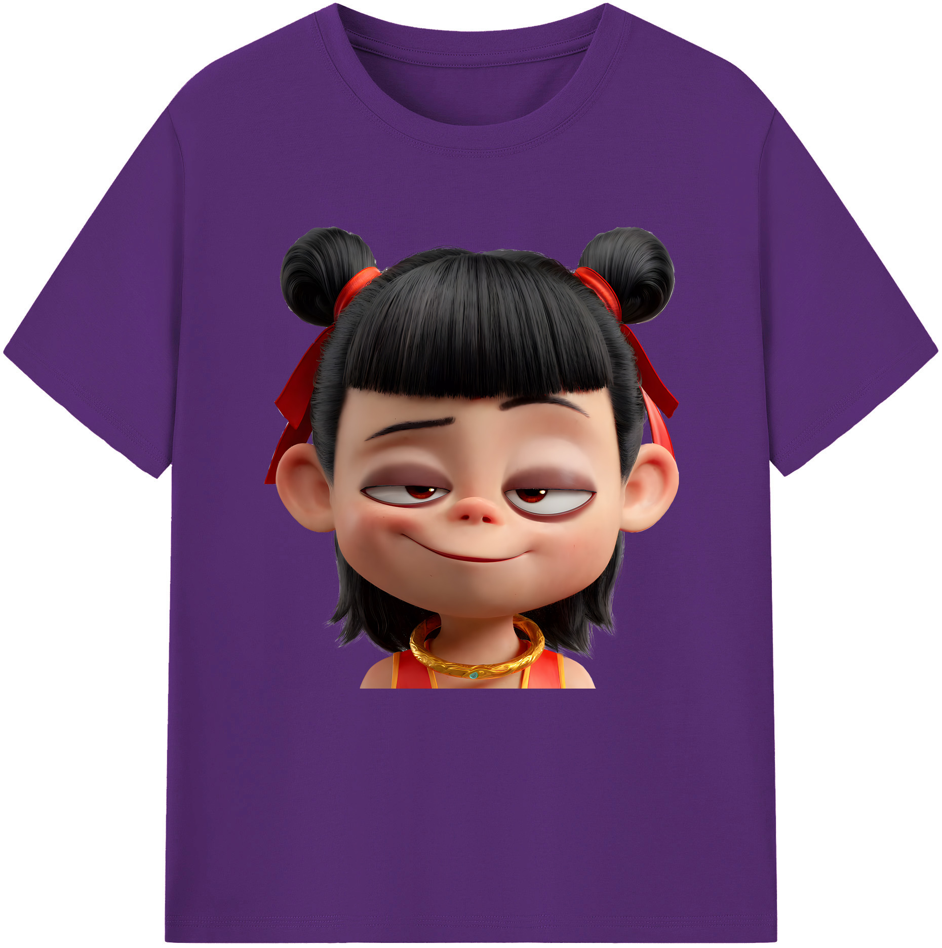 （画像用） Ne Zha 2 ナタ 魔童の大暴れ 綿100％半袖Tシャツ（フロントプリント）