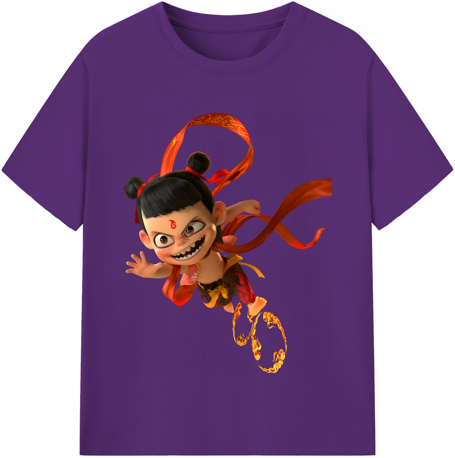 （画像用） Ne Zha 2 ナタ 魔童の大暴れ 綿100％半袖Tシャツ（フロントプリント）