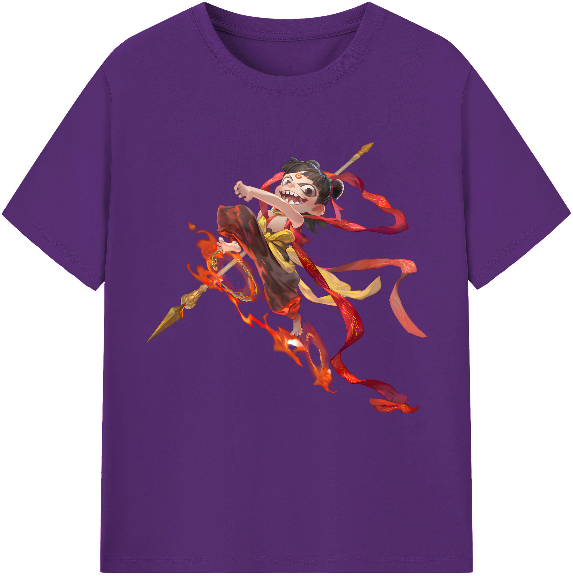 （画像用） Ne Zha 2 ナタ 魔童の大暴れ 綿100％半袖Tシャツ（フロントプリント）