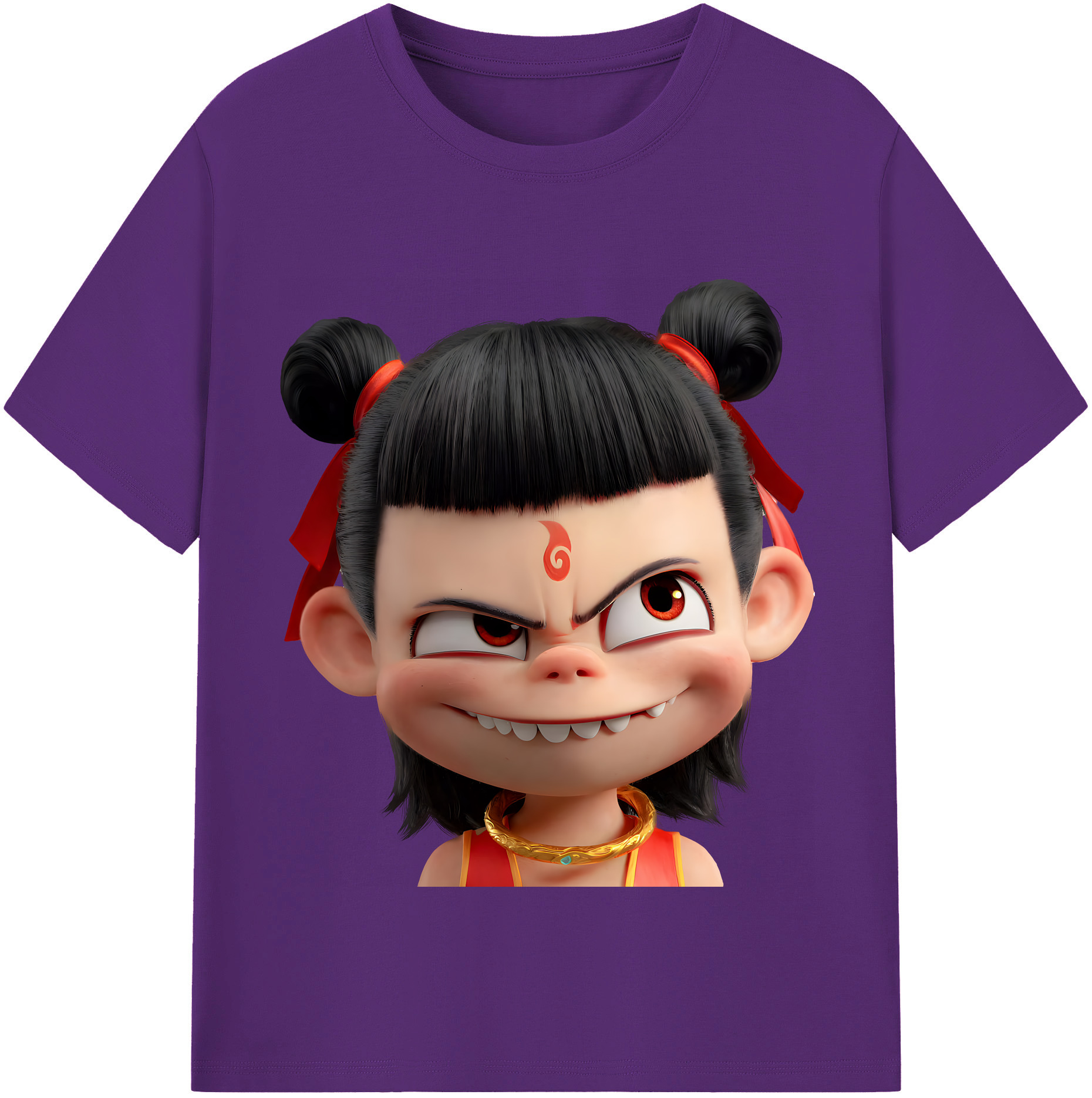 （画像用） Ne Zha 2 ナタ 魔童の大暴れ 綿100％半袖Tシャツ（フロントプリント）